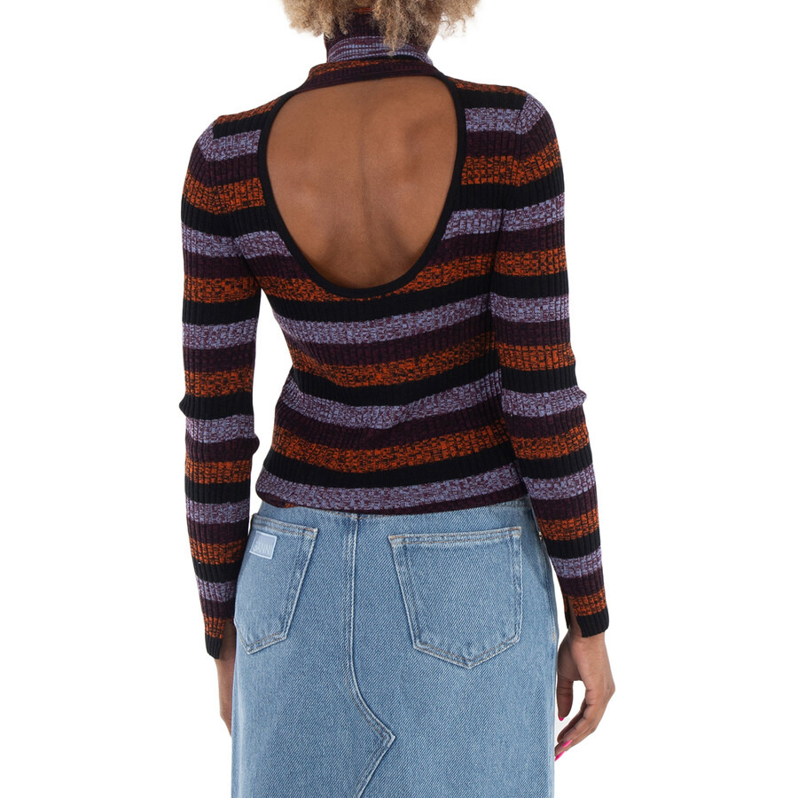 Ganni Merino-Rib Open Back Sprayed Highneck Jumper - 3