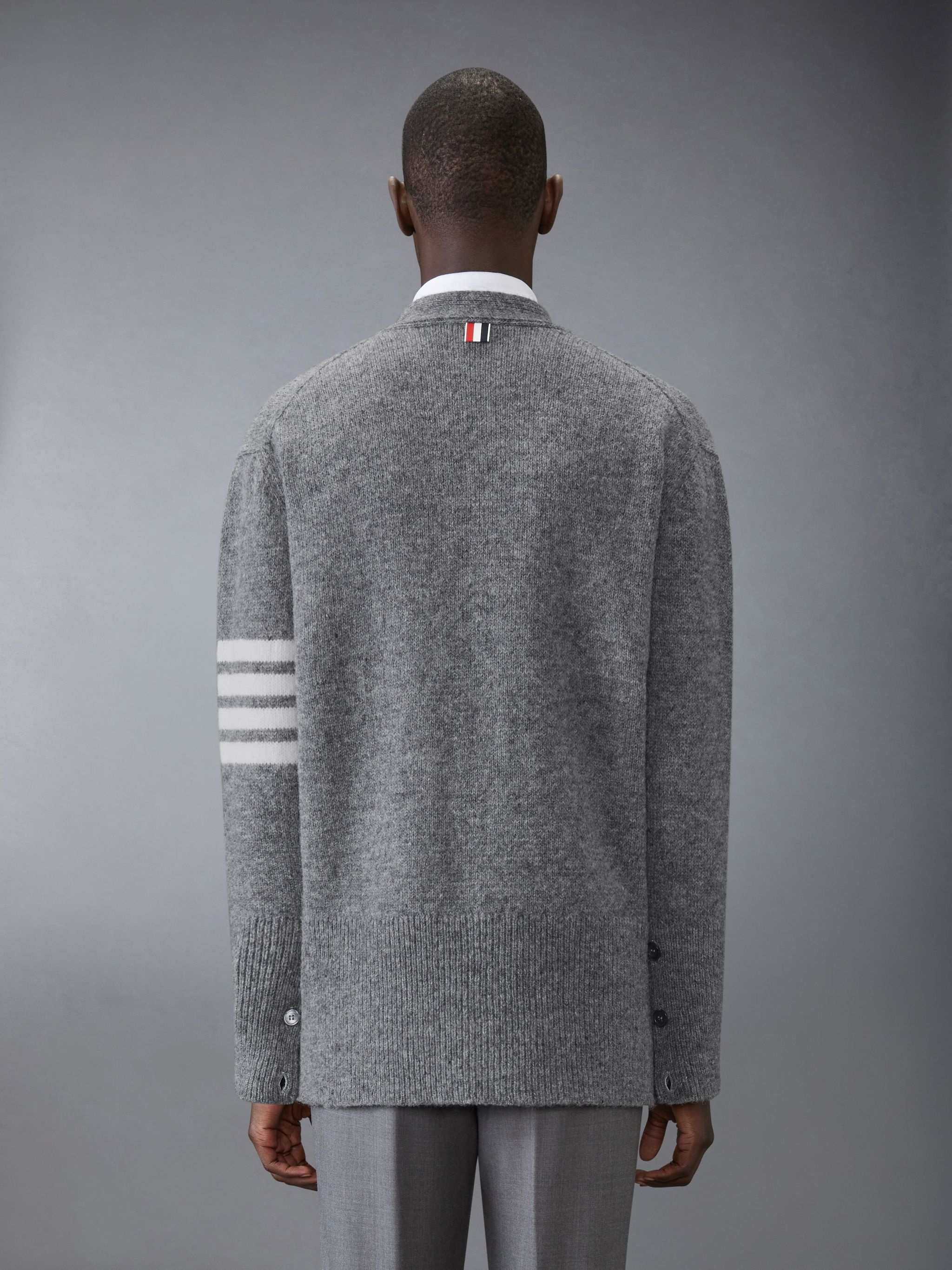 Irish Wool 4-Bar V Neck Cardigan - 2