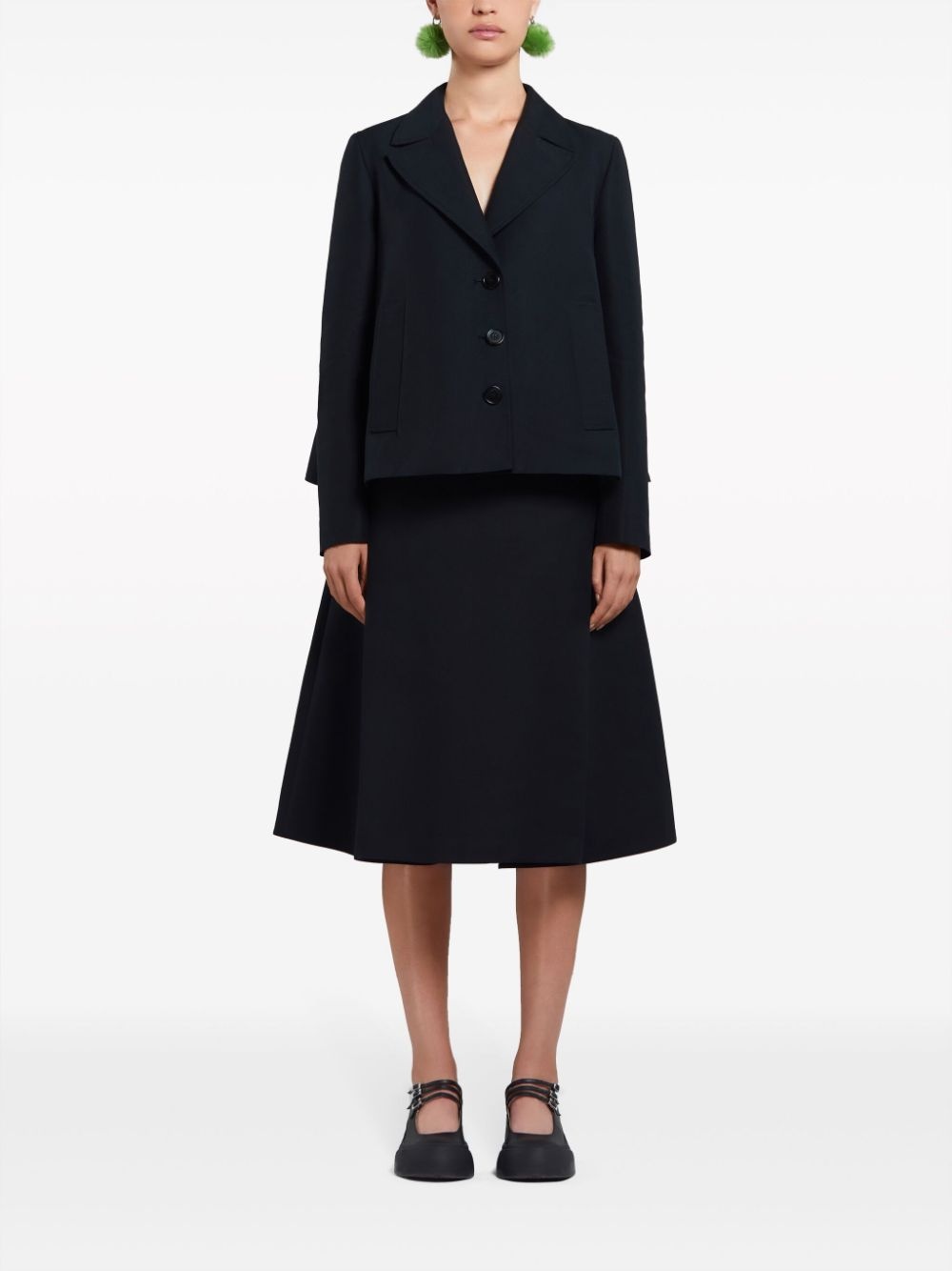single-breasted cotton cropped blazer - 2
