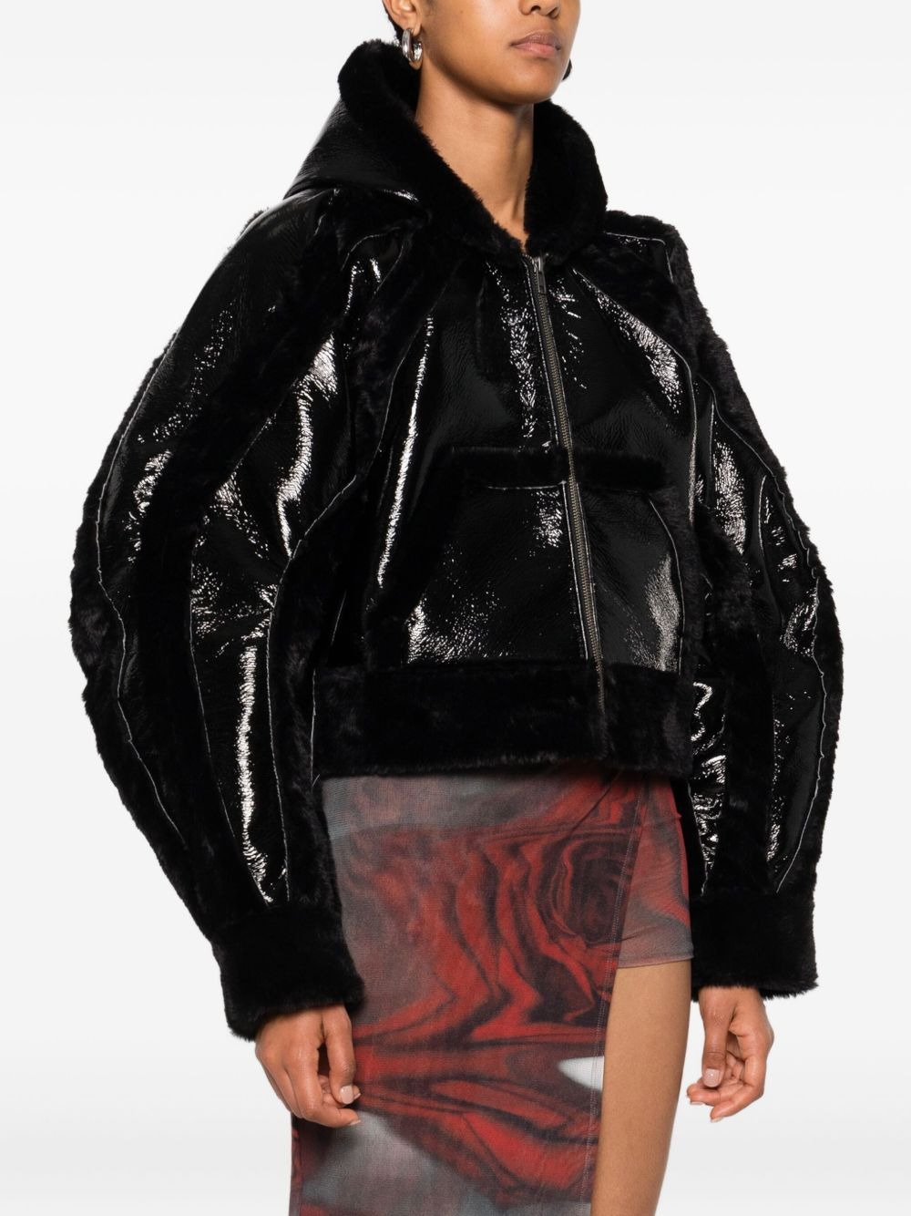 hooded cropped jacket - 3
