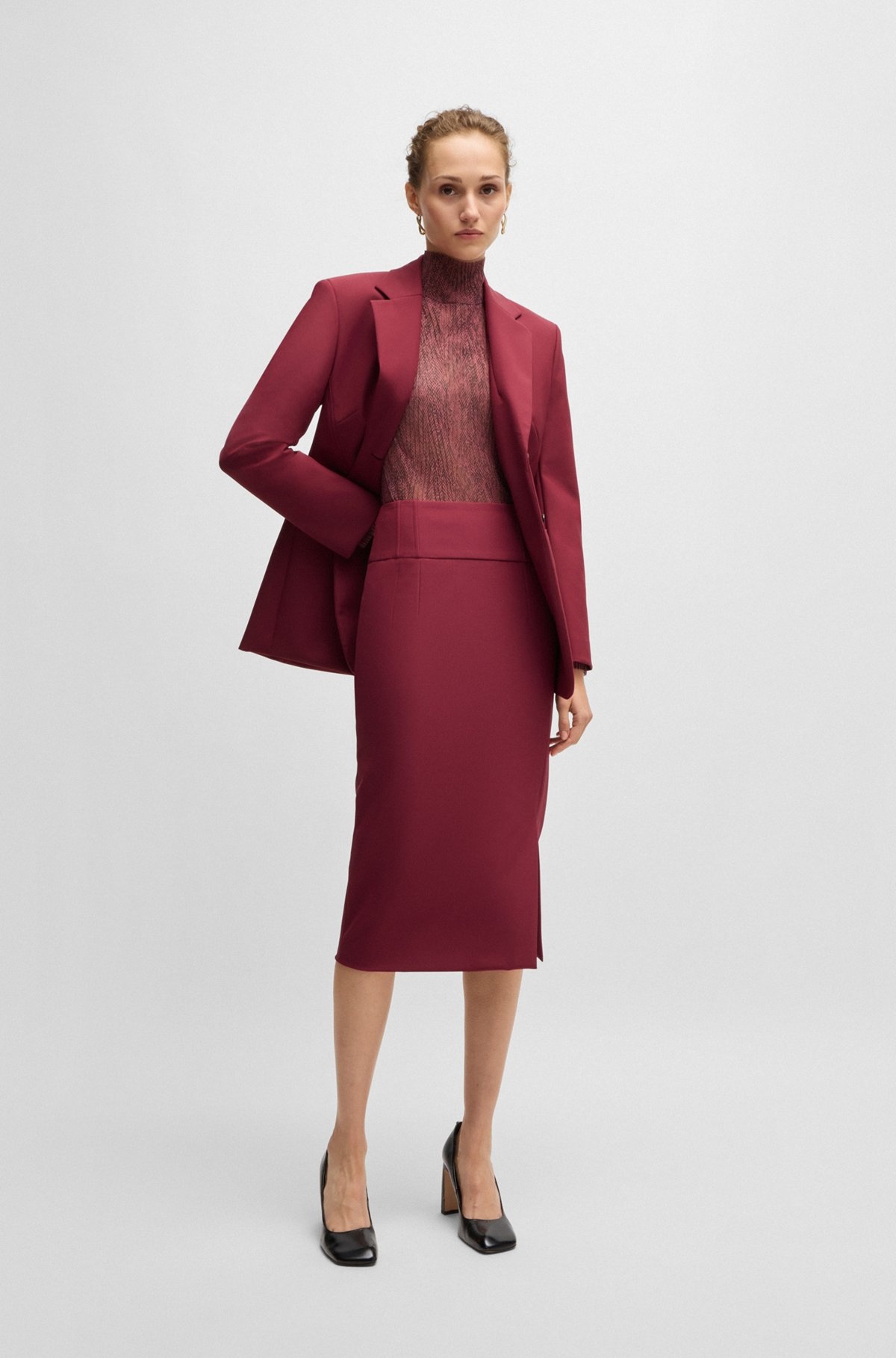EXTRA-SLIM-FIT PENCIL SKIRT WITH PLEAT DETAILS - 3