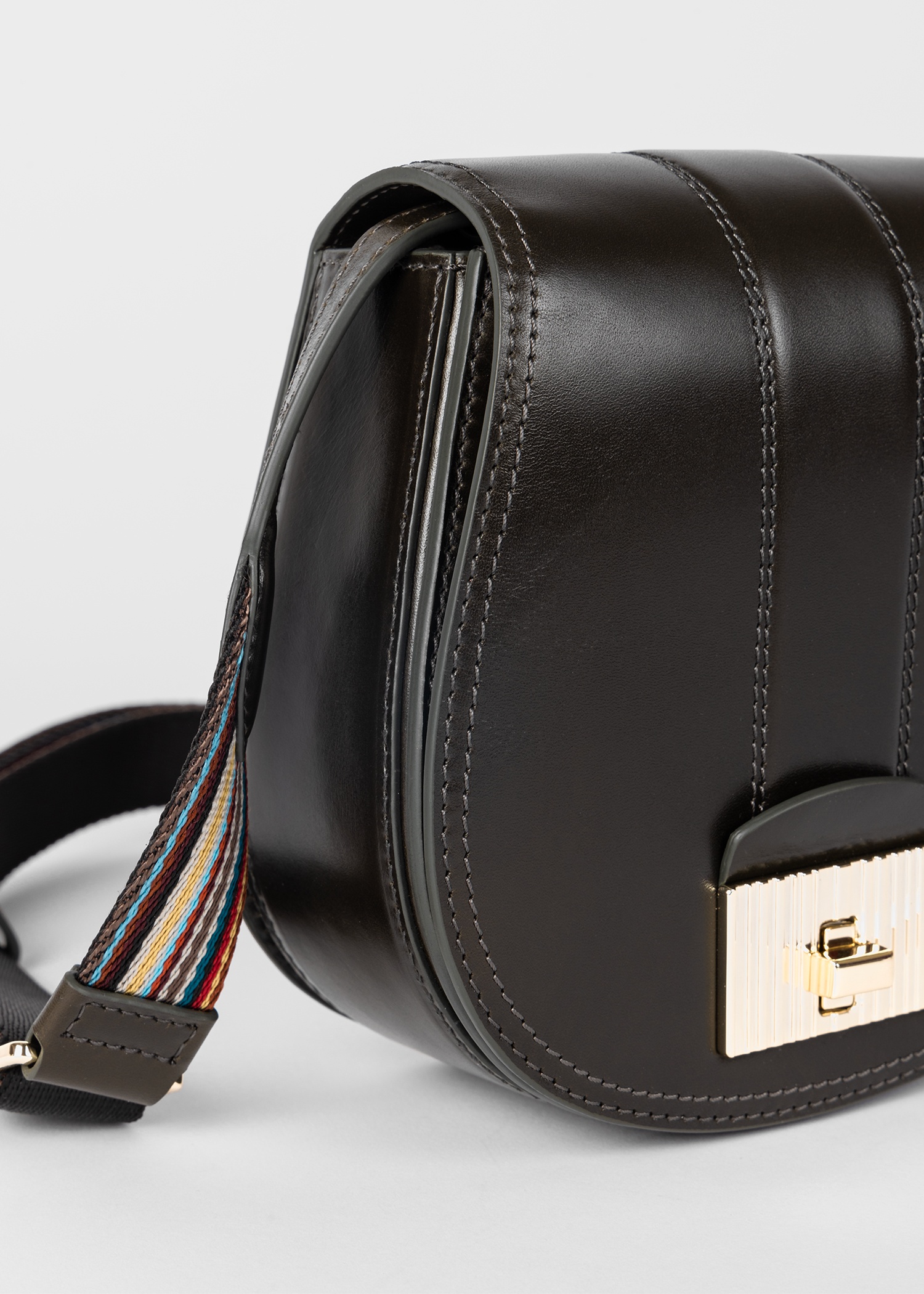 Women's Dark Green Leather Tear Drop Bag - 5