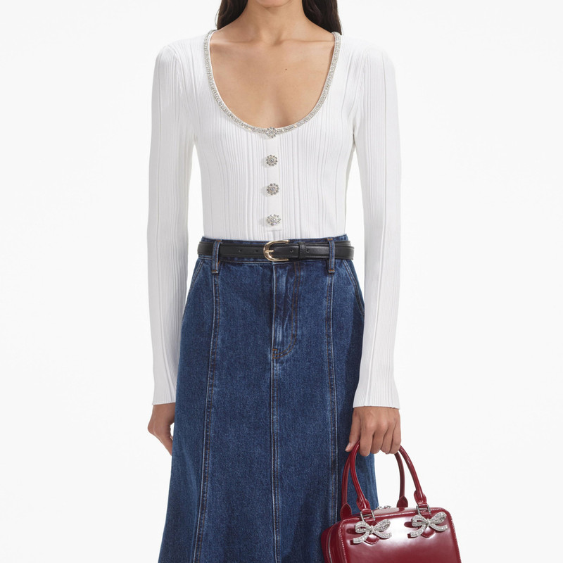 White Embellished Knit Top 4