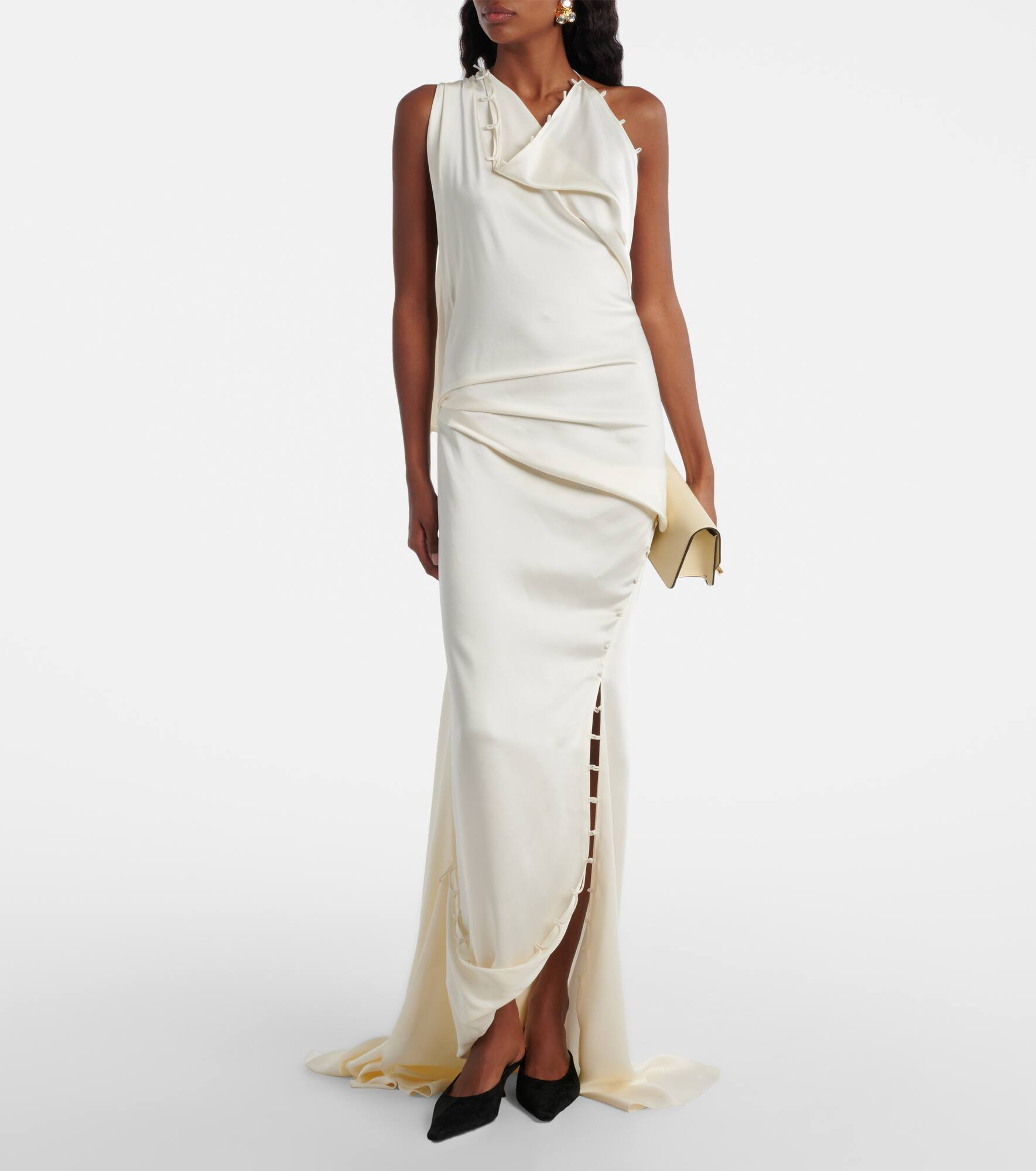 Draped crêpe satin gown - 2