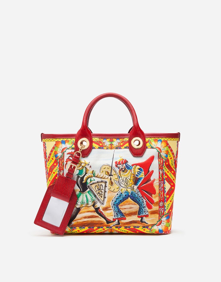 Small Capri shopper in Carretto-print canvas - 1