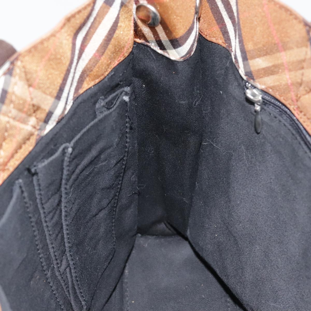 Burberry Nova Check Blue Label Tote Bag Nylon Brown - 16