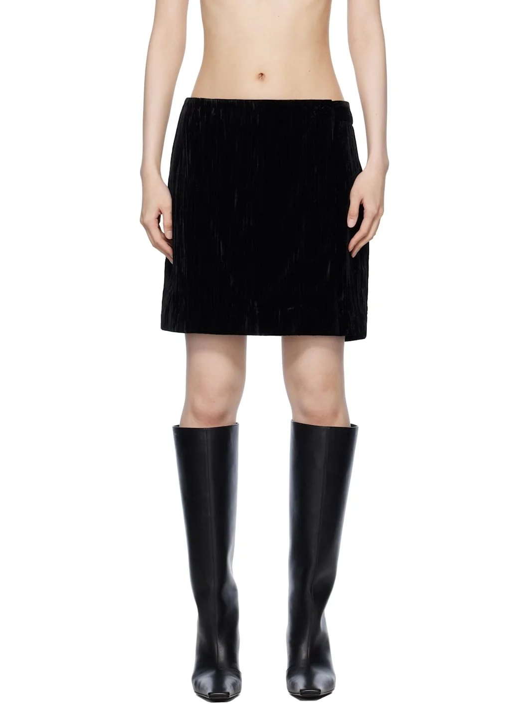 Black Cygnet Velvet Miniskirt - 1
