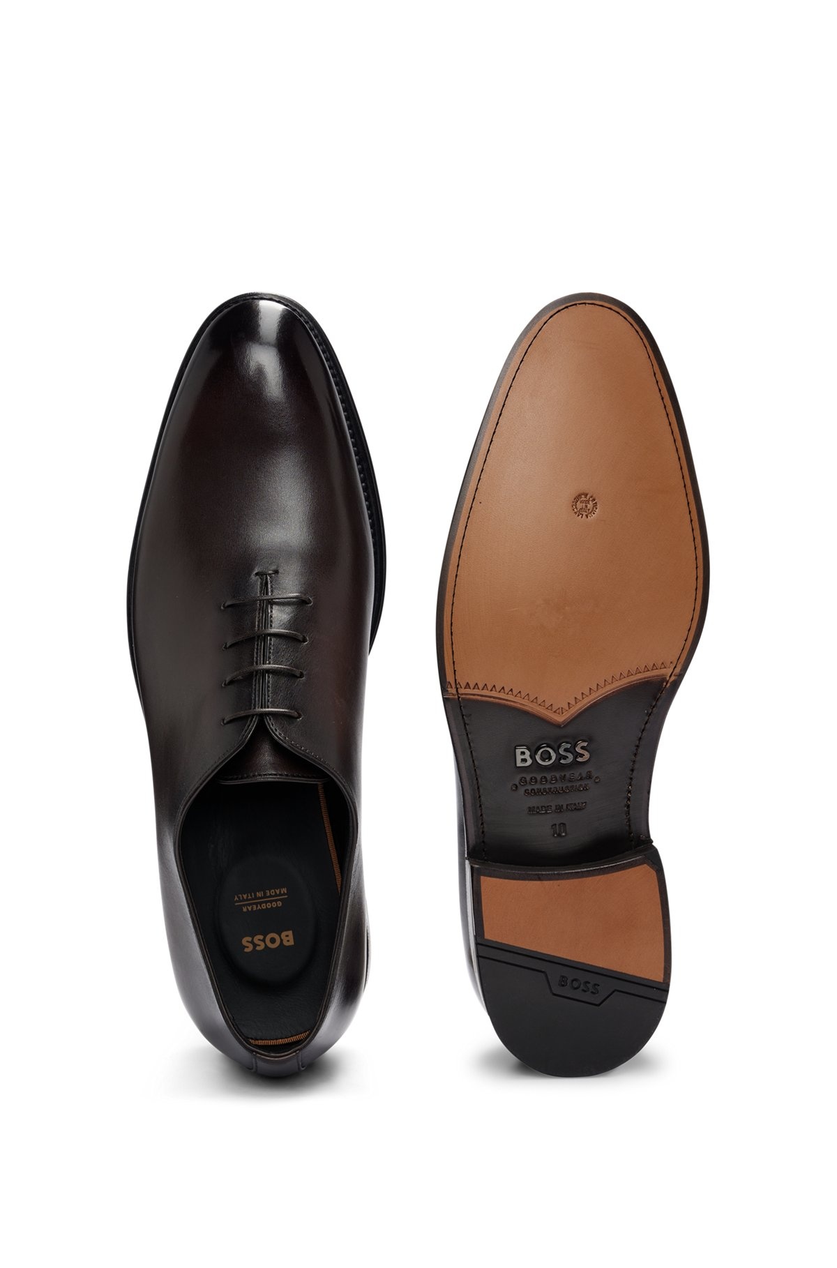 LEATHER OXFORD SHOES WITH BURNISHED EFFECT - 4