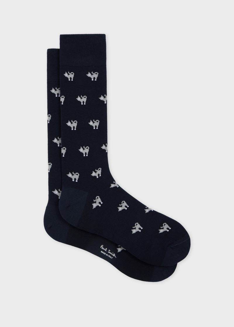 Navy Blue 'Cat' Pattern Socks 1