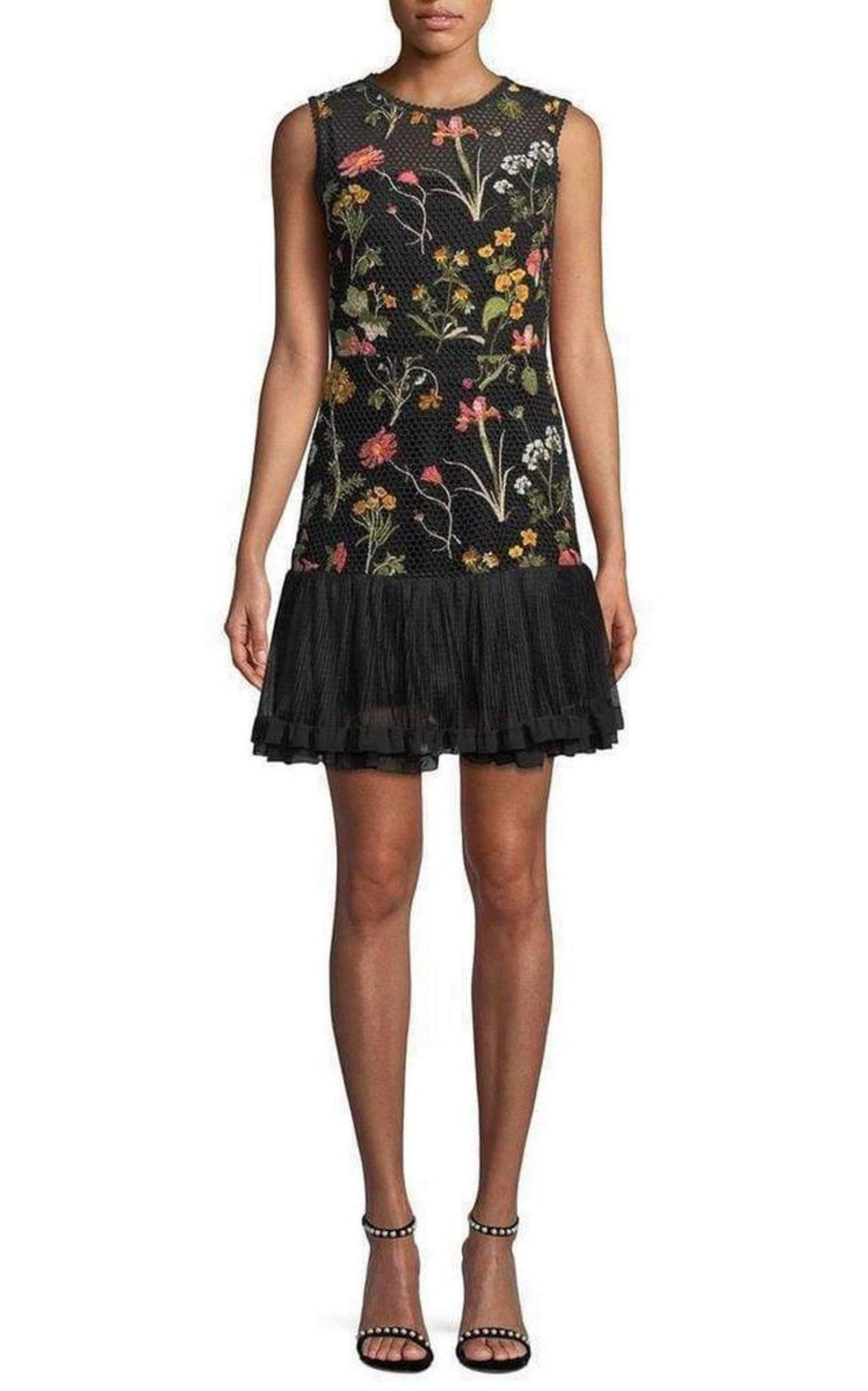 Embroidered Flower Lace Dress - 2