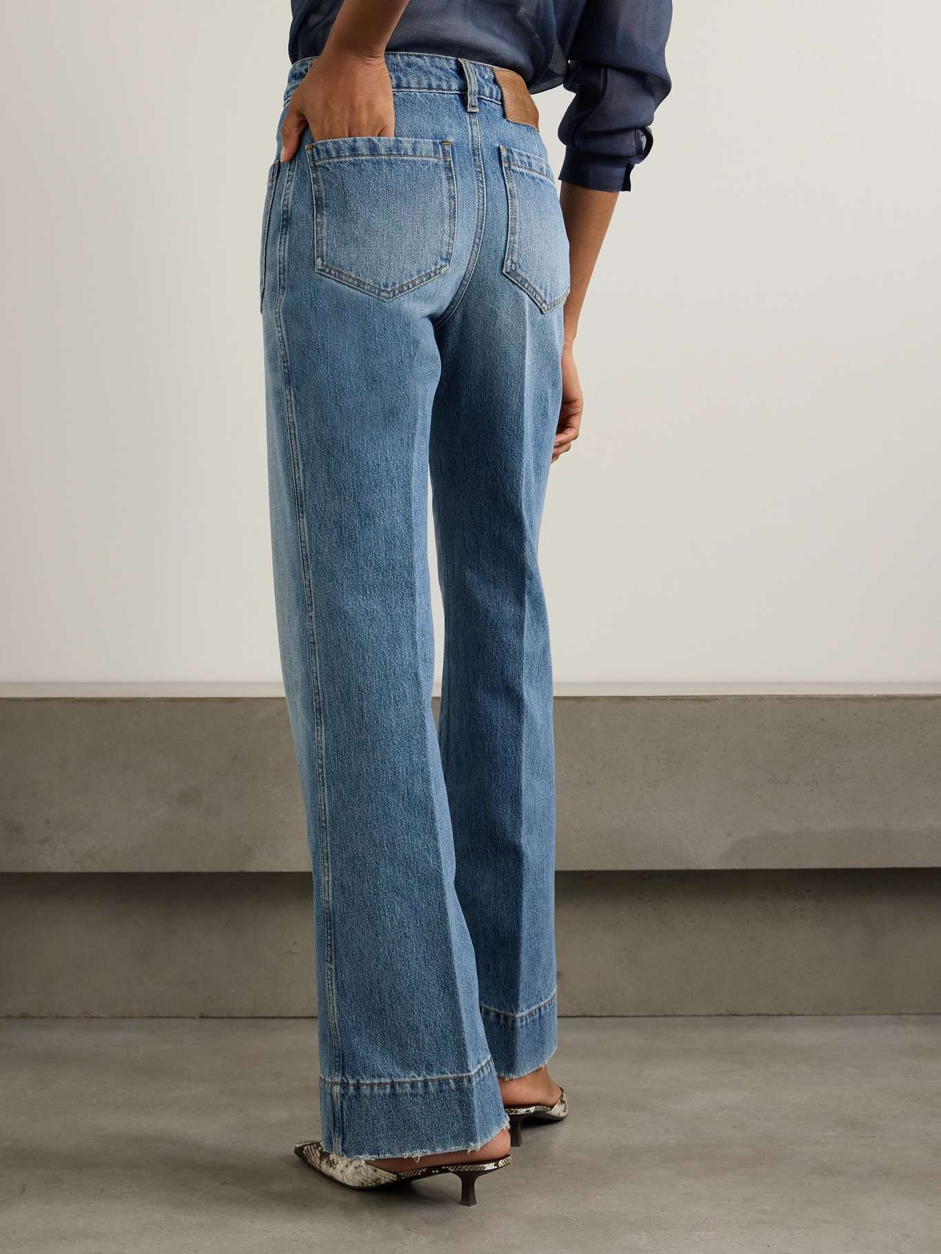 Alina distressed embroidered high-rise wide-leg jeans - 4