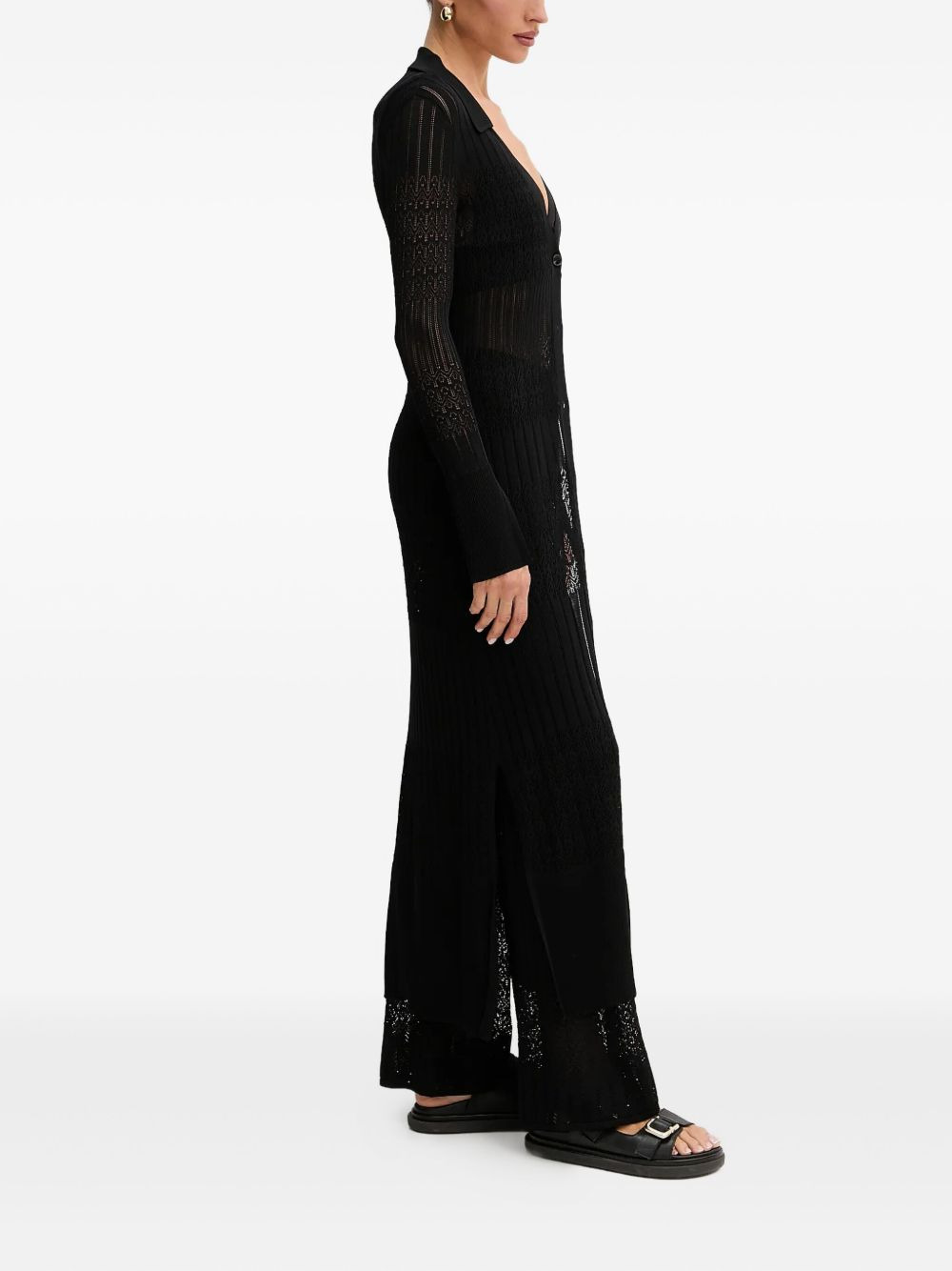button-front lace-insert cardigan - 2