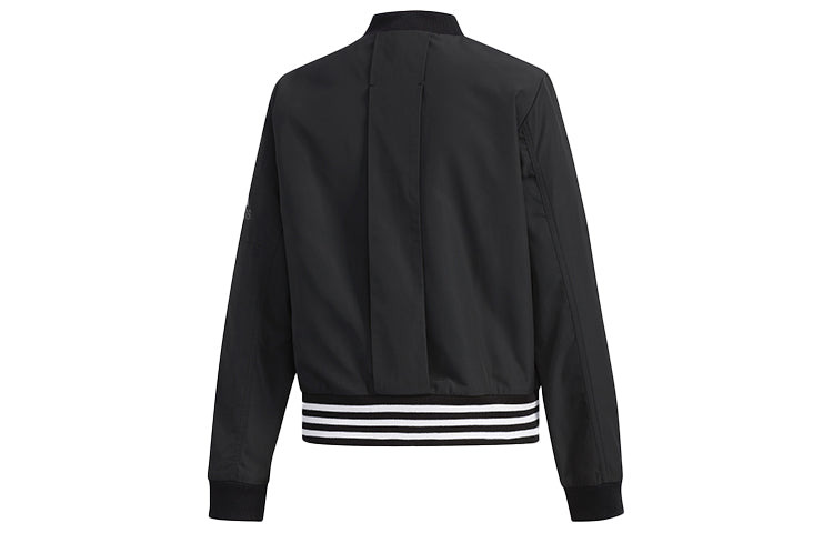 (WMNS) adidas Woven 3-Stripes Bomber Jacket 'Black' FI9284 - 2