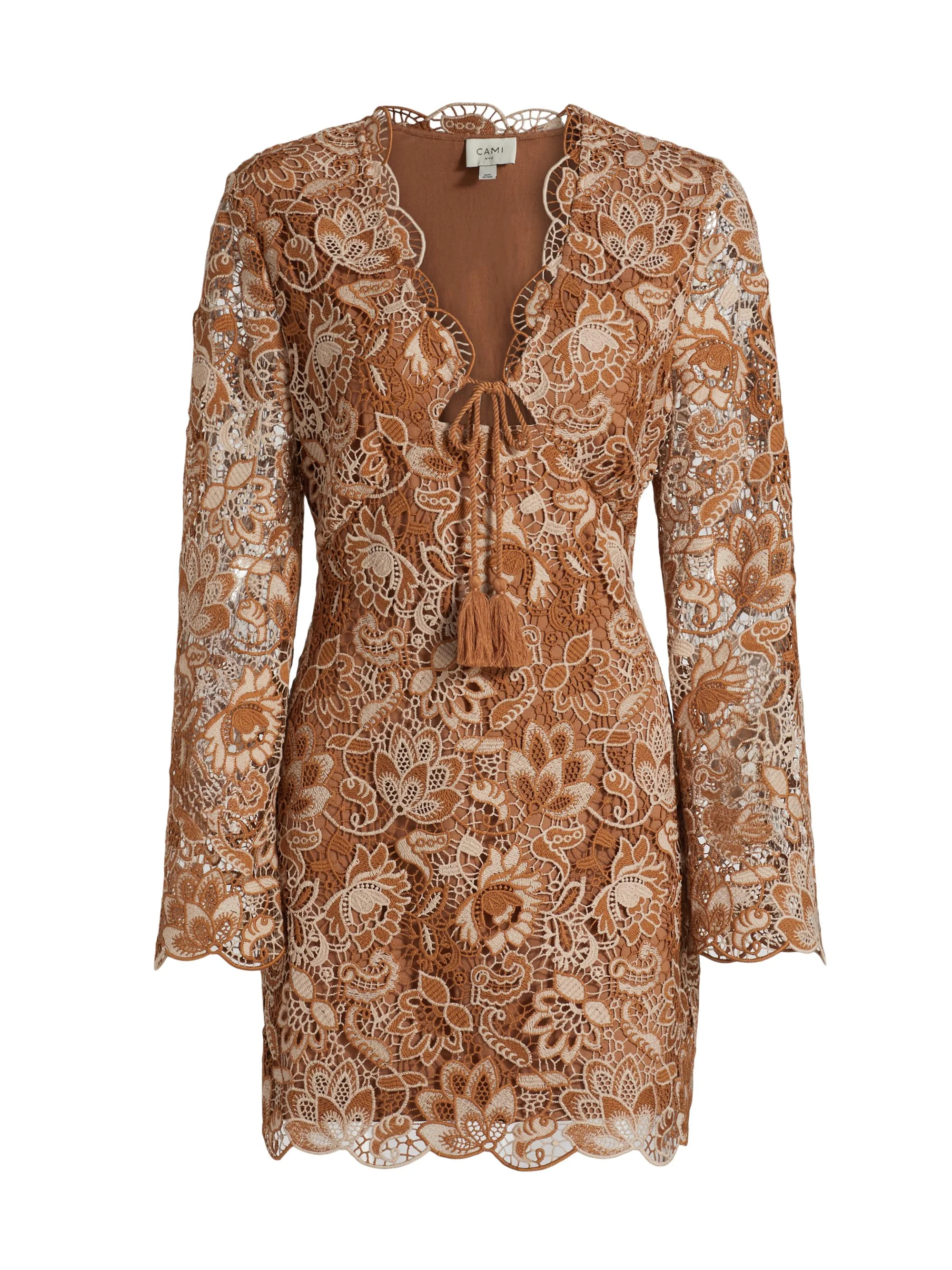 Women's Madeira Crochet Minidress - Brown - 1