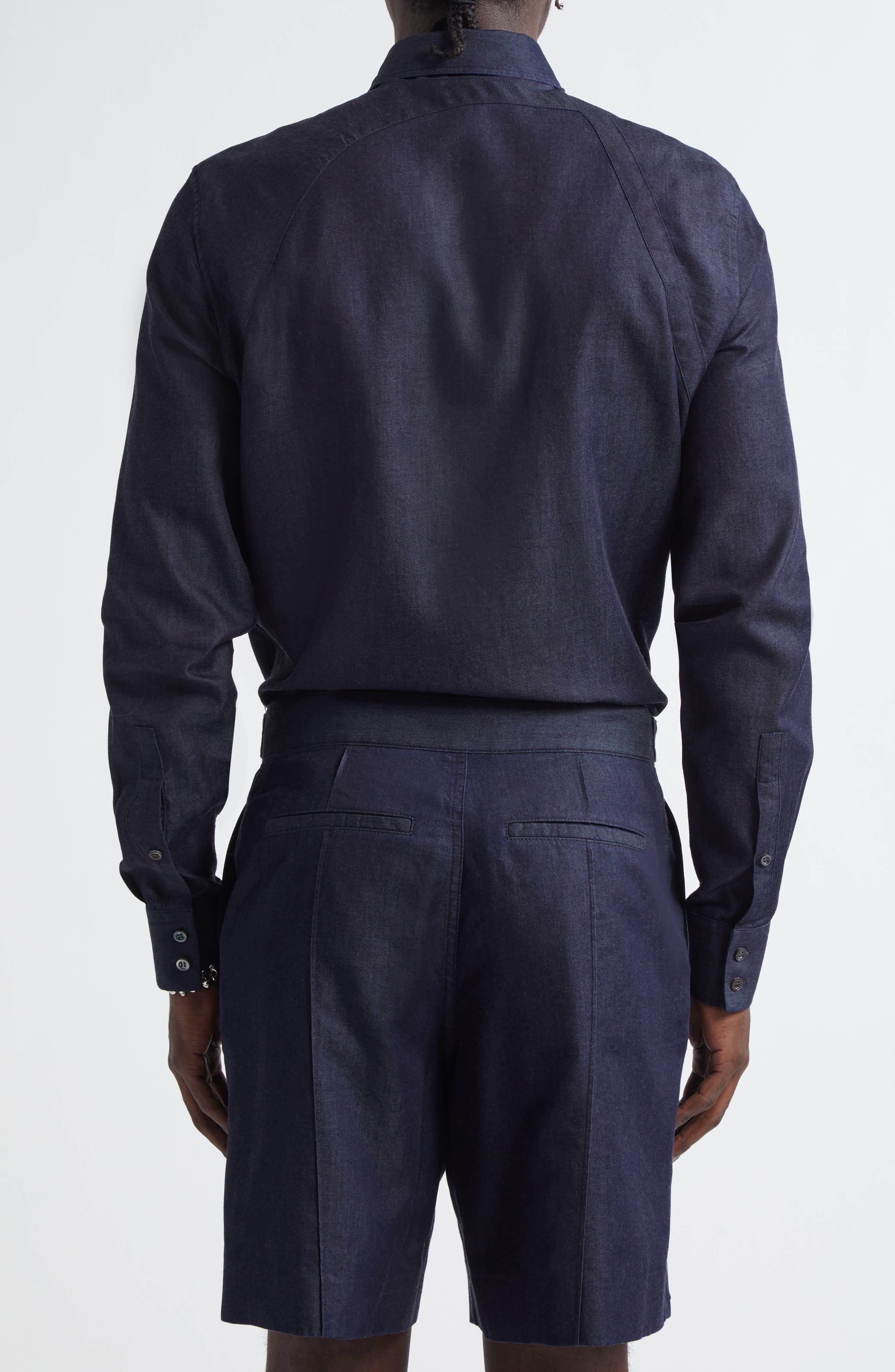 McQueen T-Bar Harness Denim Button-Up Shirt in Indigo at Nordstrom - 3