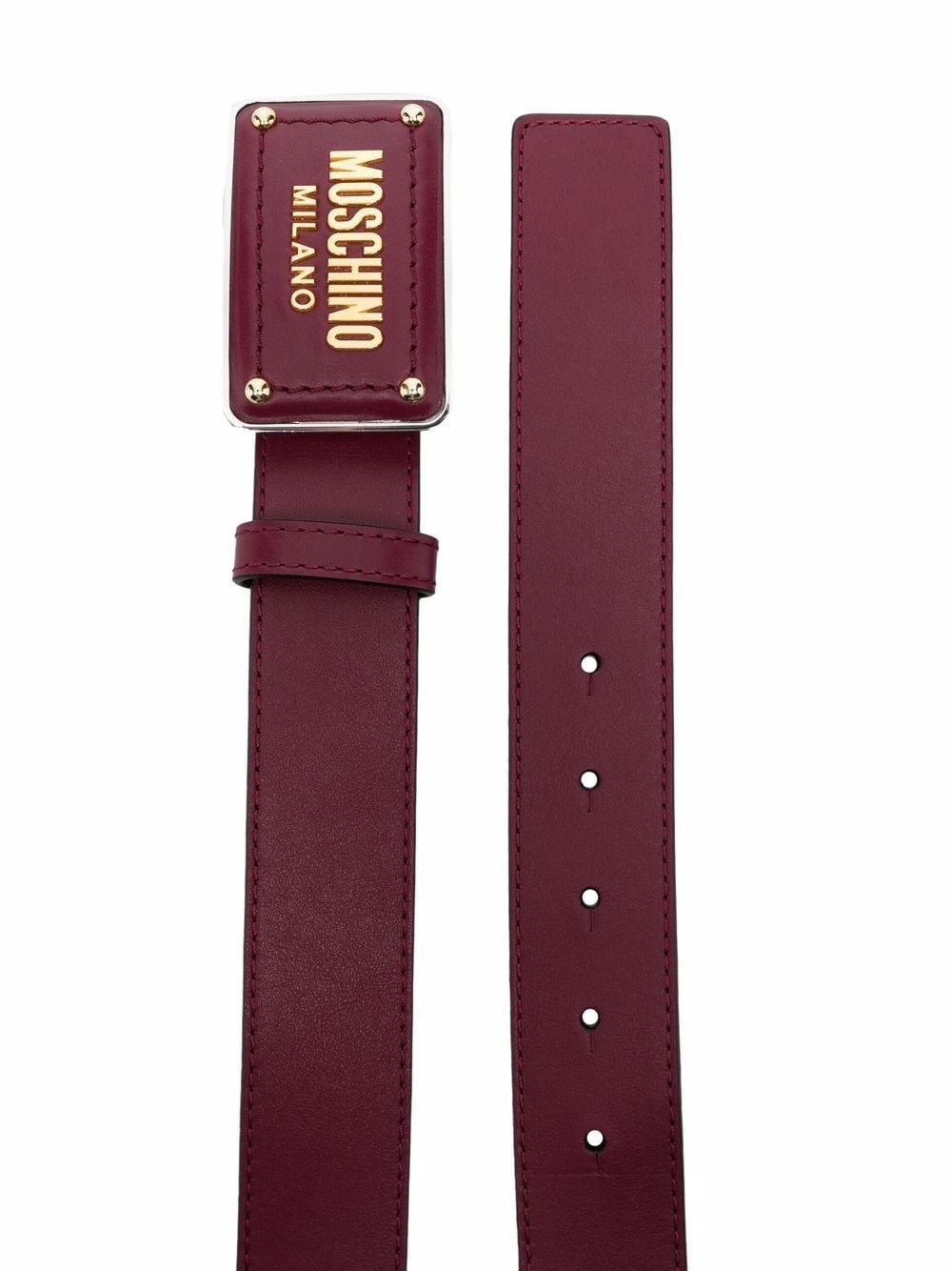 logo-plaque leather belt - 2