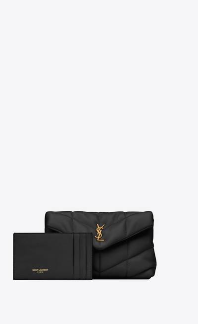 SAINT LAURENT puffer small pouch in quilted lambskin outlook