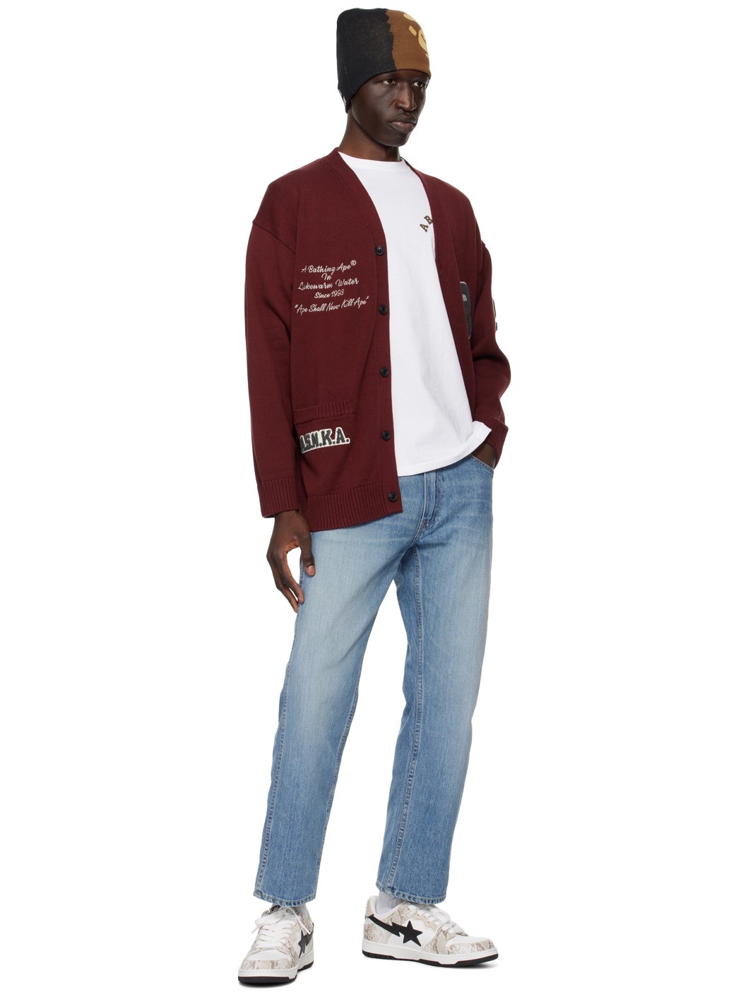 Burgundy Embroidered Cardigan - 4