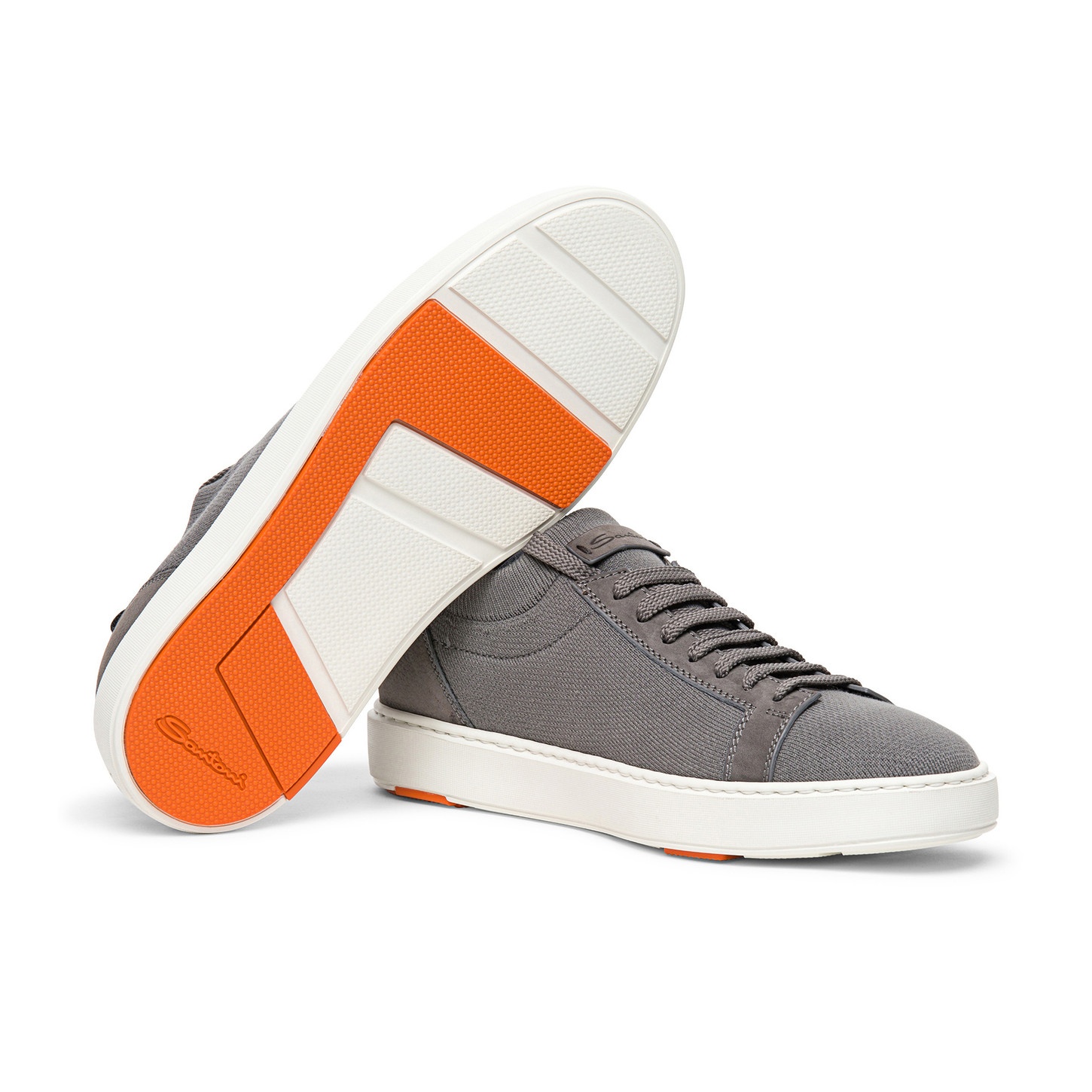 Men's grey nubuck and stretch knit sneaker - 3