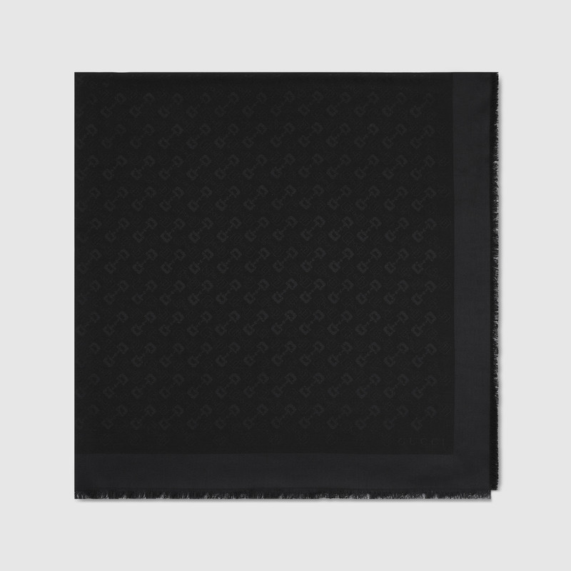 GUCCI Silk wool Horsebit jacquard shawl outlook