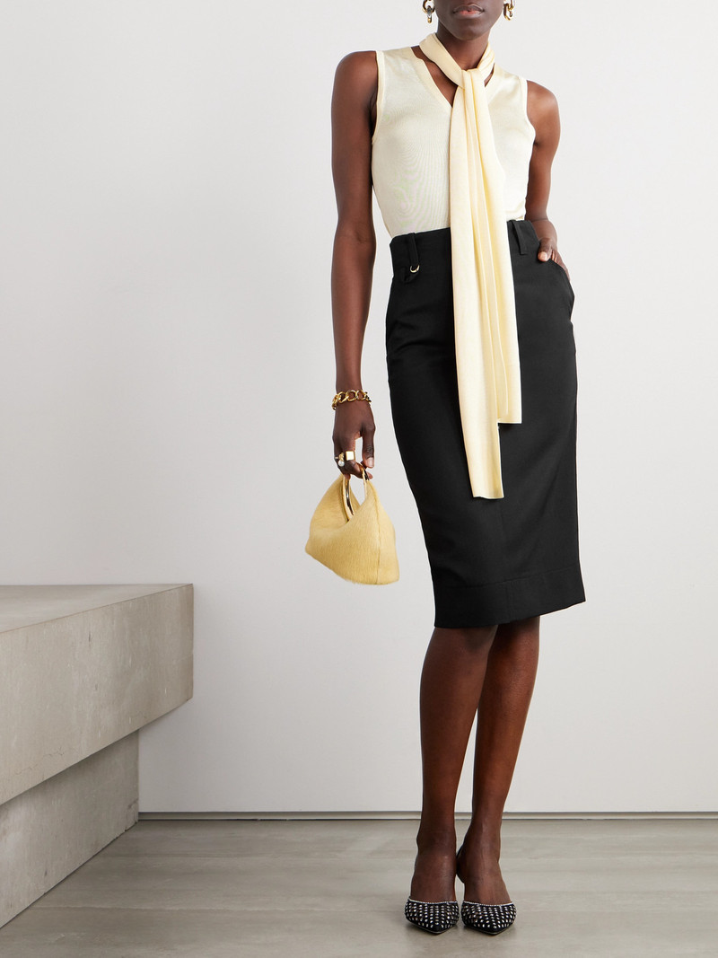 JACQUEMUS Bari Belted Wool Midi Skirt outlook