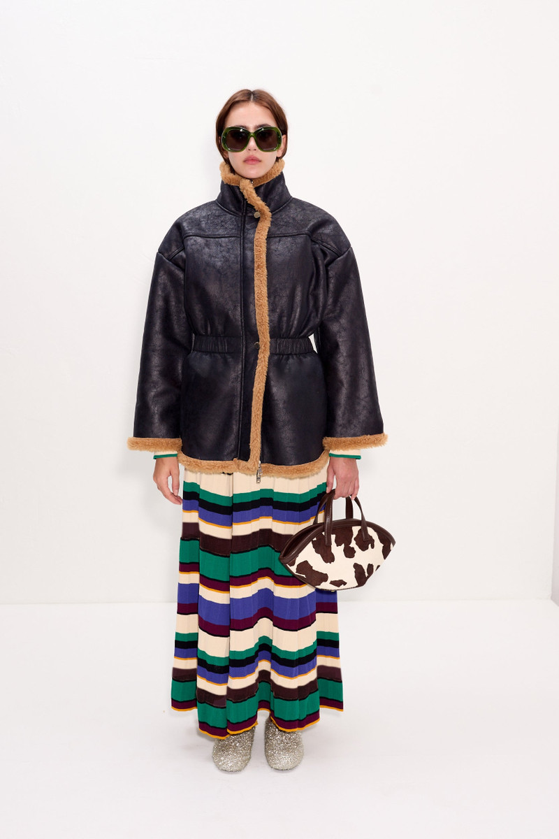 Yara Faux Shearling Jacket In Black 3