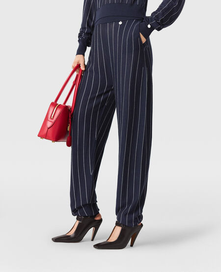 Pinstripe Light Knit Trousers - 2