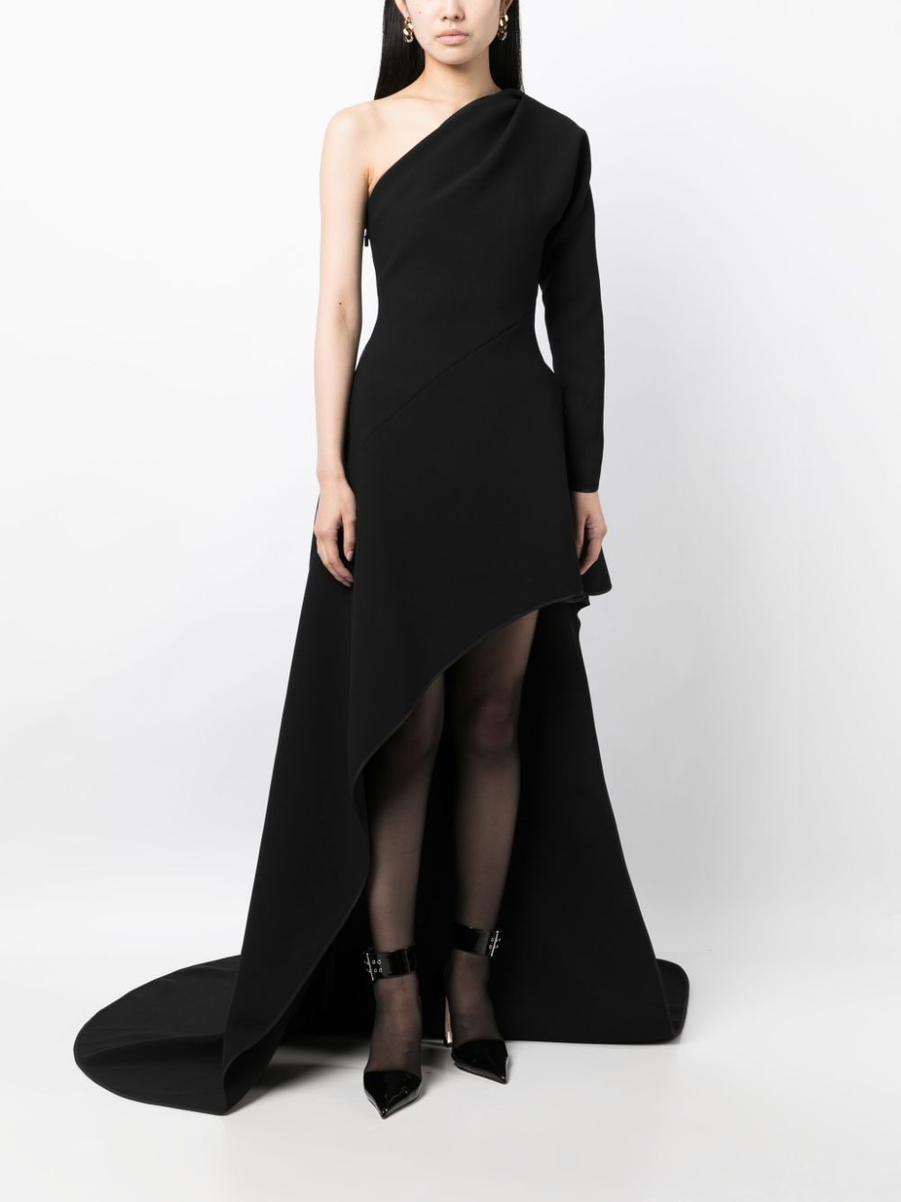 one-shoulder high-low hem gown - 2