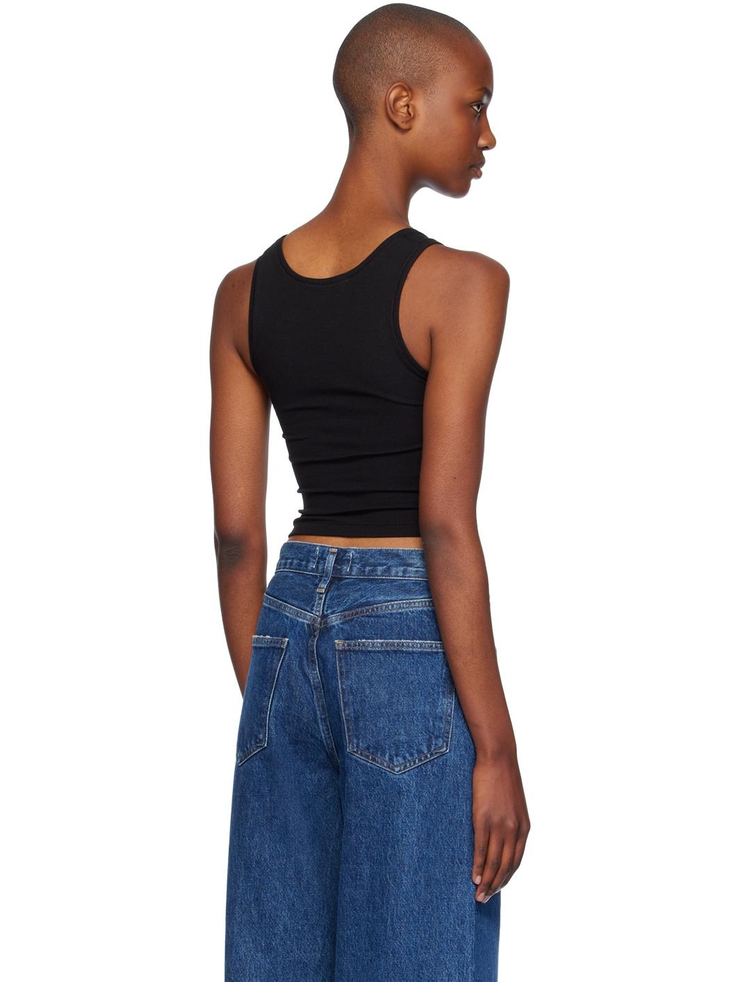Black Square Neck Tank Top - 3