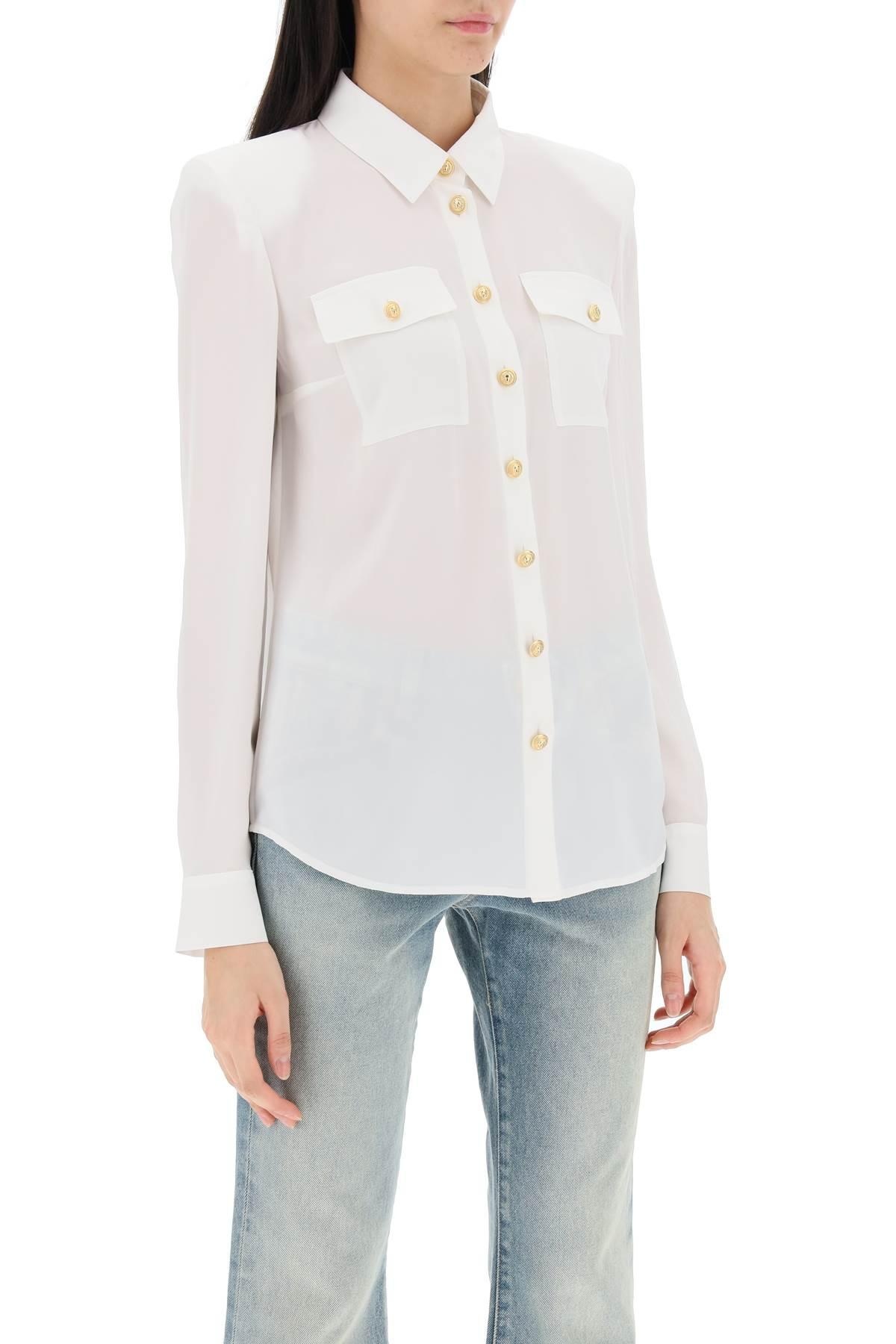 Balmain Silk Shirt With Padded Shoulders - 3
