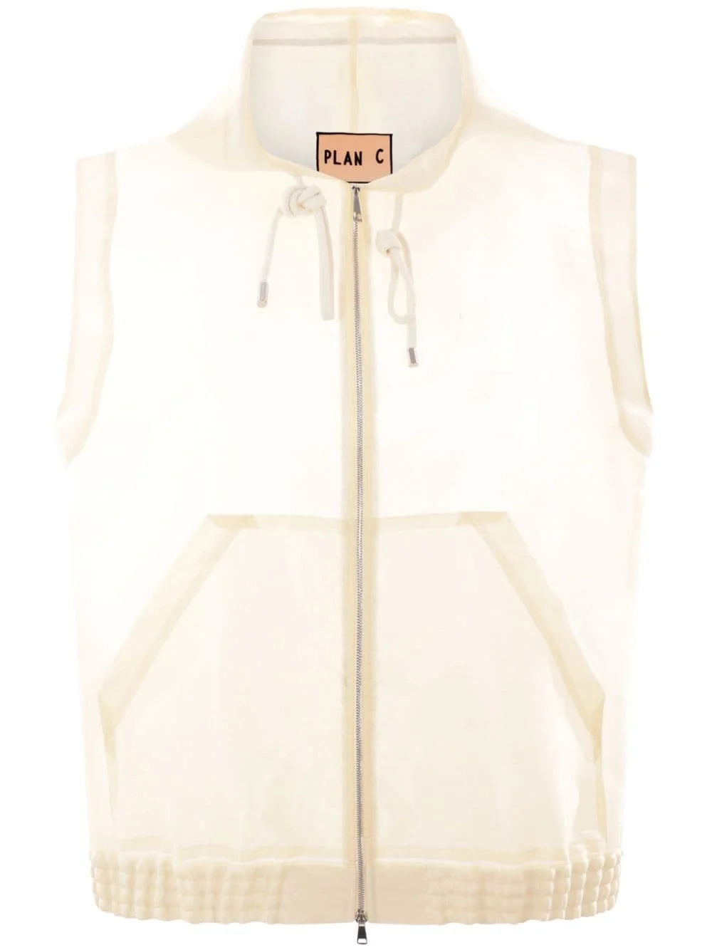 drawstring-hood zip-up vest - 1