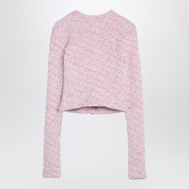 Balenciaga Pink Cotton Blend Tweed Cropped Cardigan Women - 2
