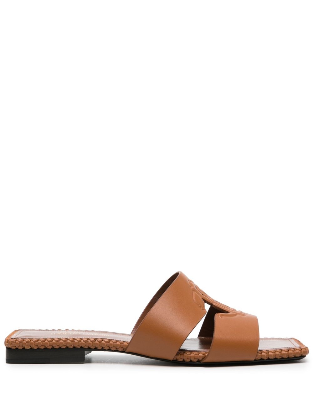 logo-embossed leather sandals - 1