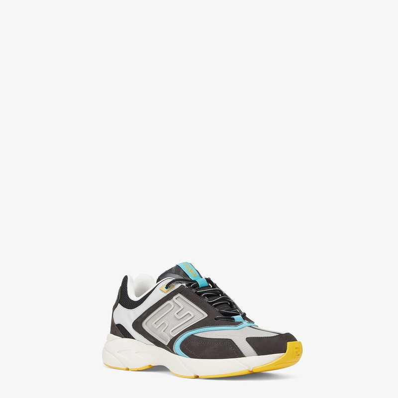 FENDI Gray nubuck leather low-tops outlook