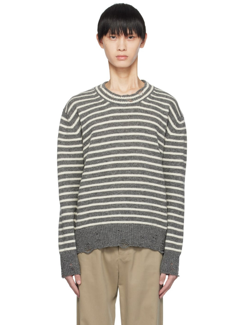 Gray & White Cut Out Sweater - 1