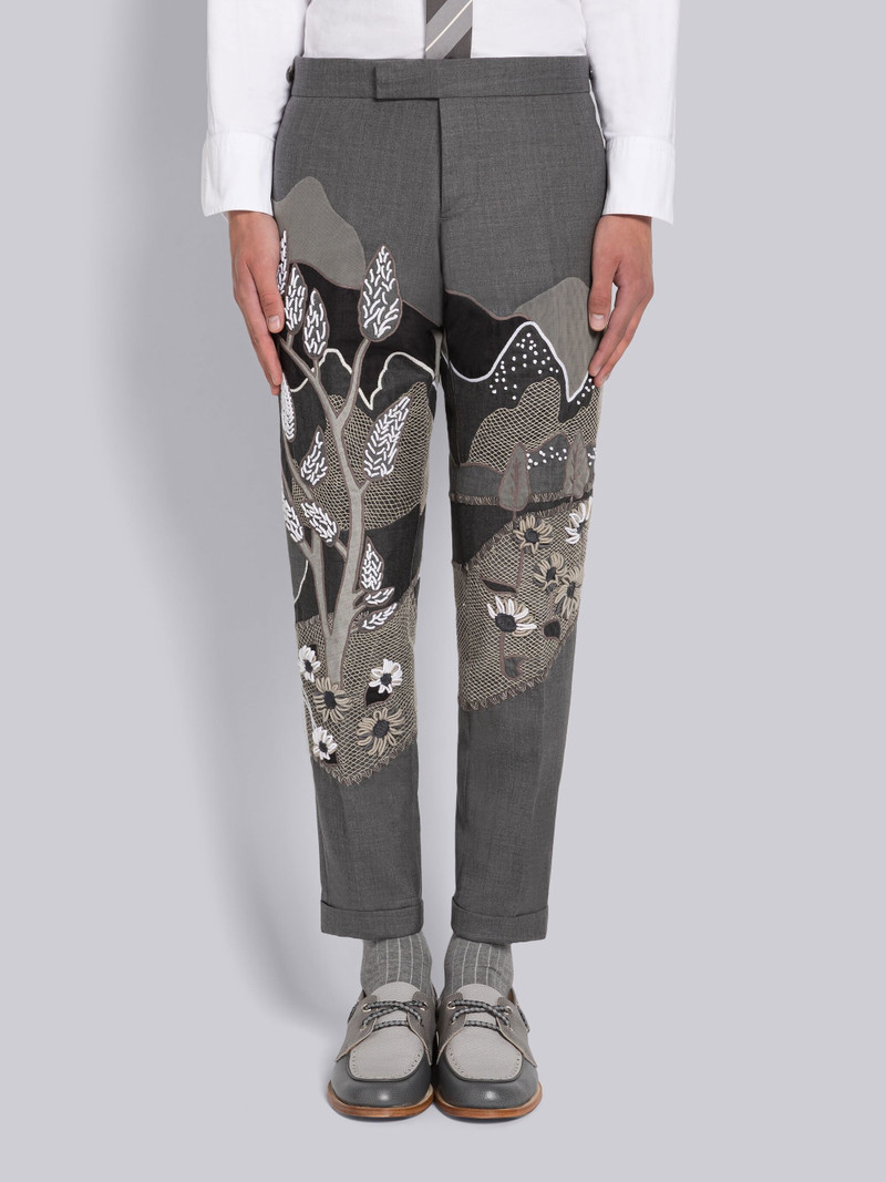 BULLION STITCH MESH SCENIC APPLIQUE TROUSER 1