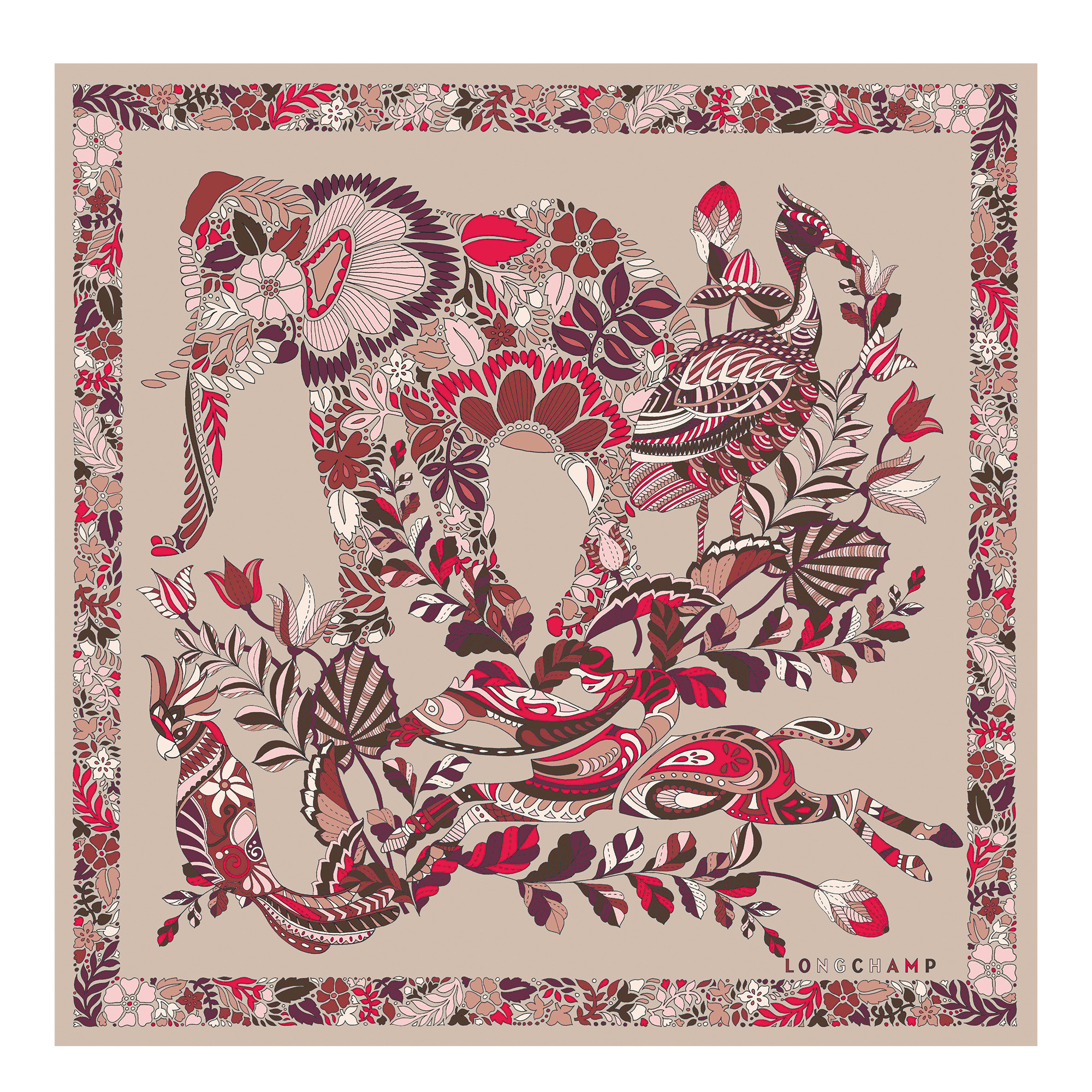 Forêt Longchamp Silk scarf 50 Blush - Silk - 1
