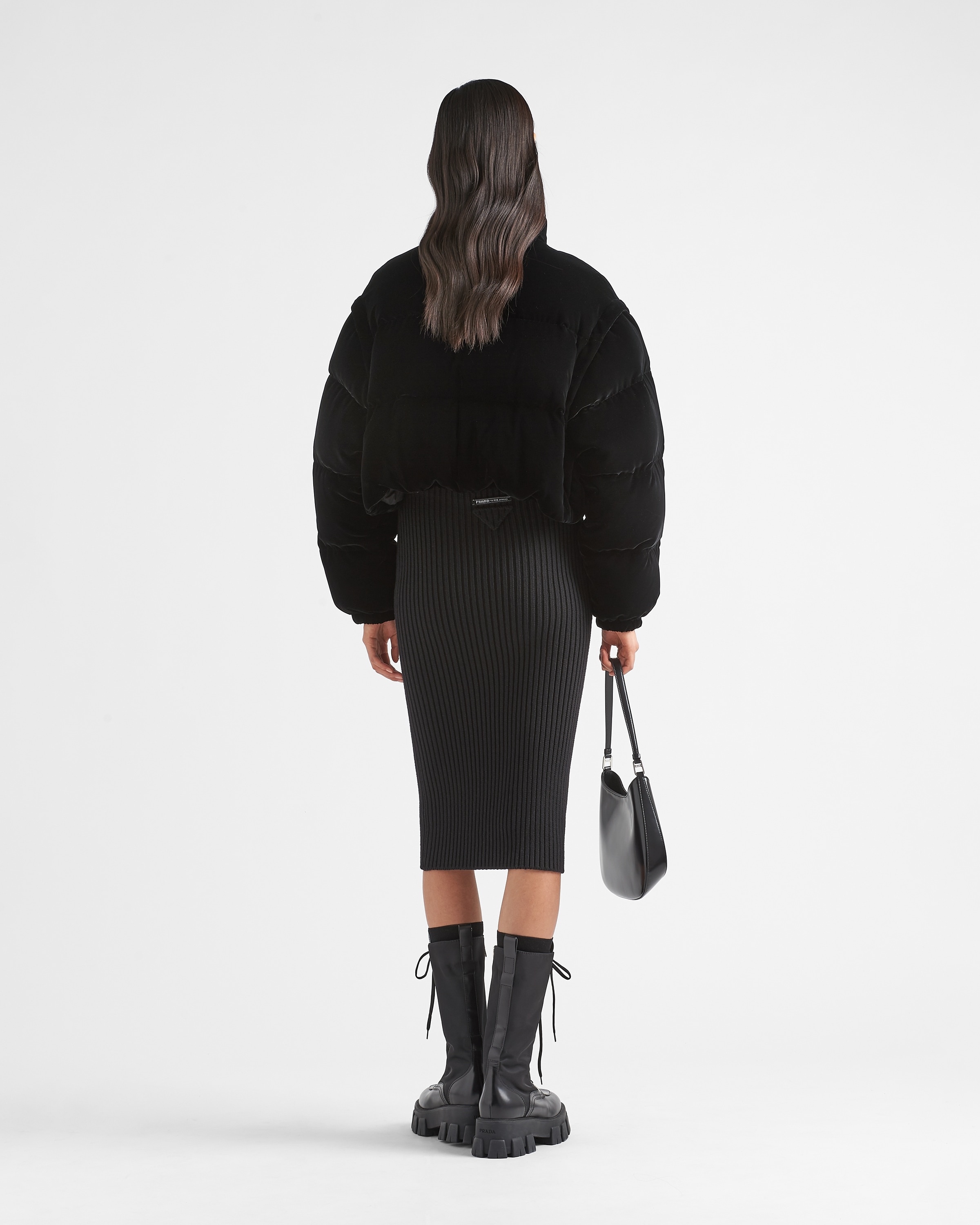 Convertible cropped velvet down jacket - 5