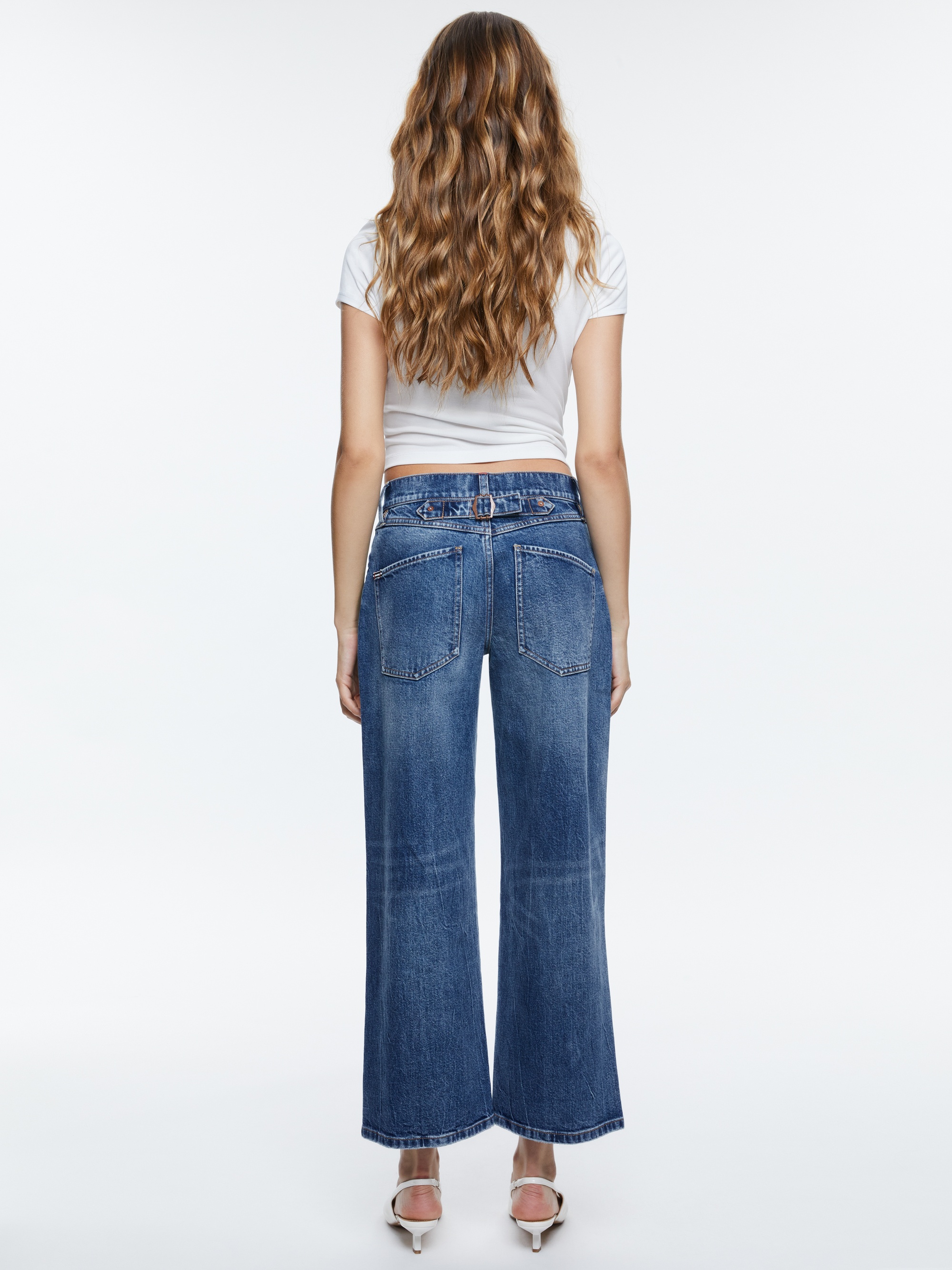 ERNIE CROPPED LOW RISE BUCKLE BACK BAGGY JEAN - 4
