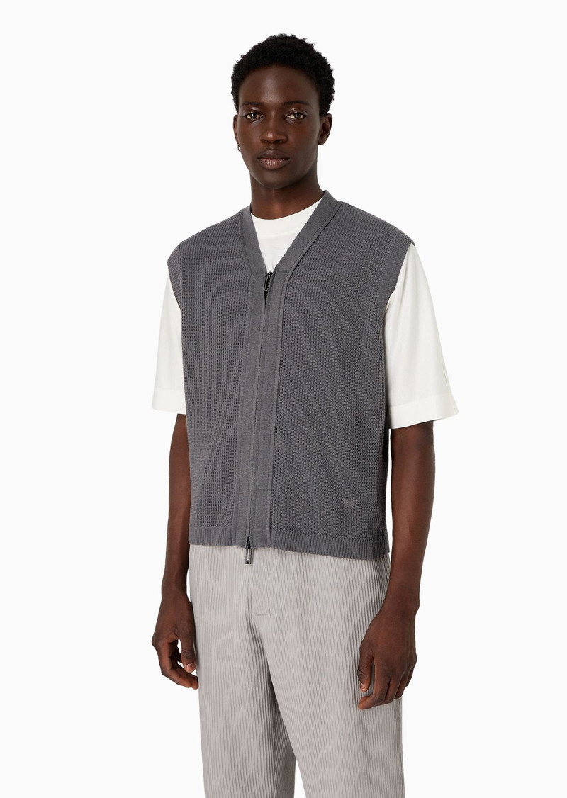 Zip-up gilet in a patterned-knit virgin-wool blend 2