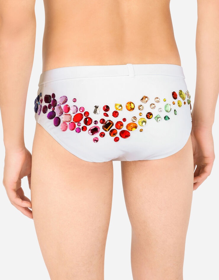 DG-logo swim briefs with high-cut leg and crystals - 5
