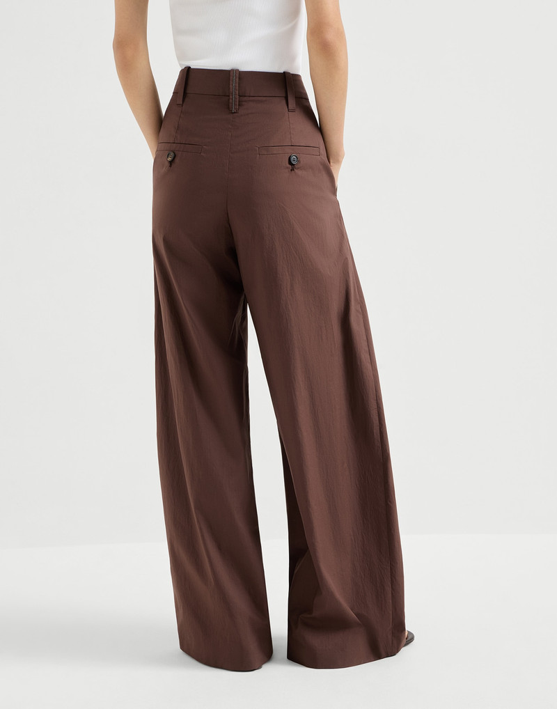 Brunello Cucinelli Lightweight poplin wide trousers with monili outlook