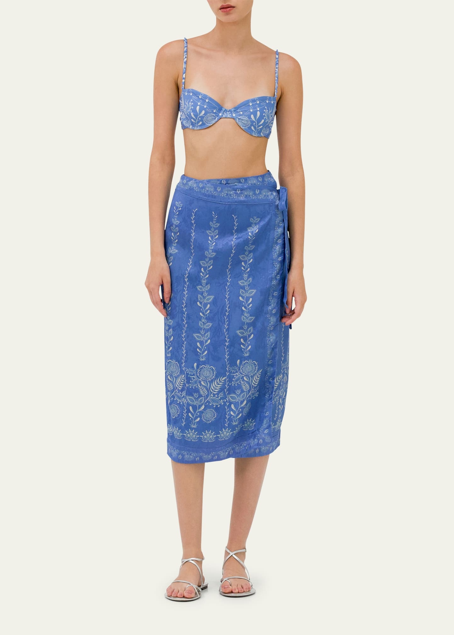 Luna Midi Floritura Wrap Skirt - 2
