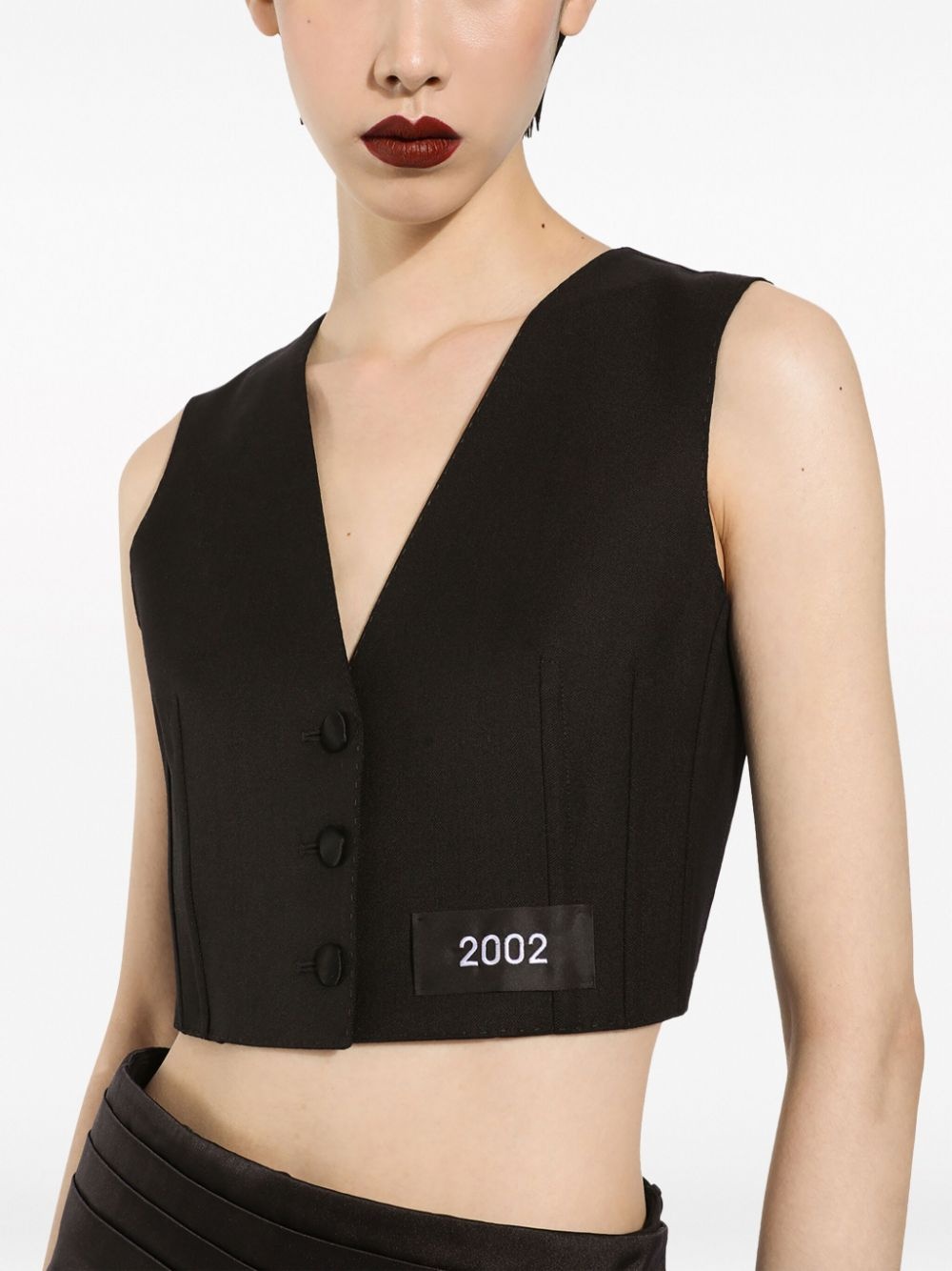 number-patch tailored cropped vest - 5