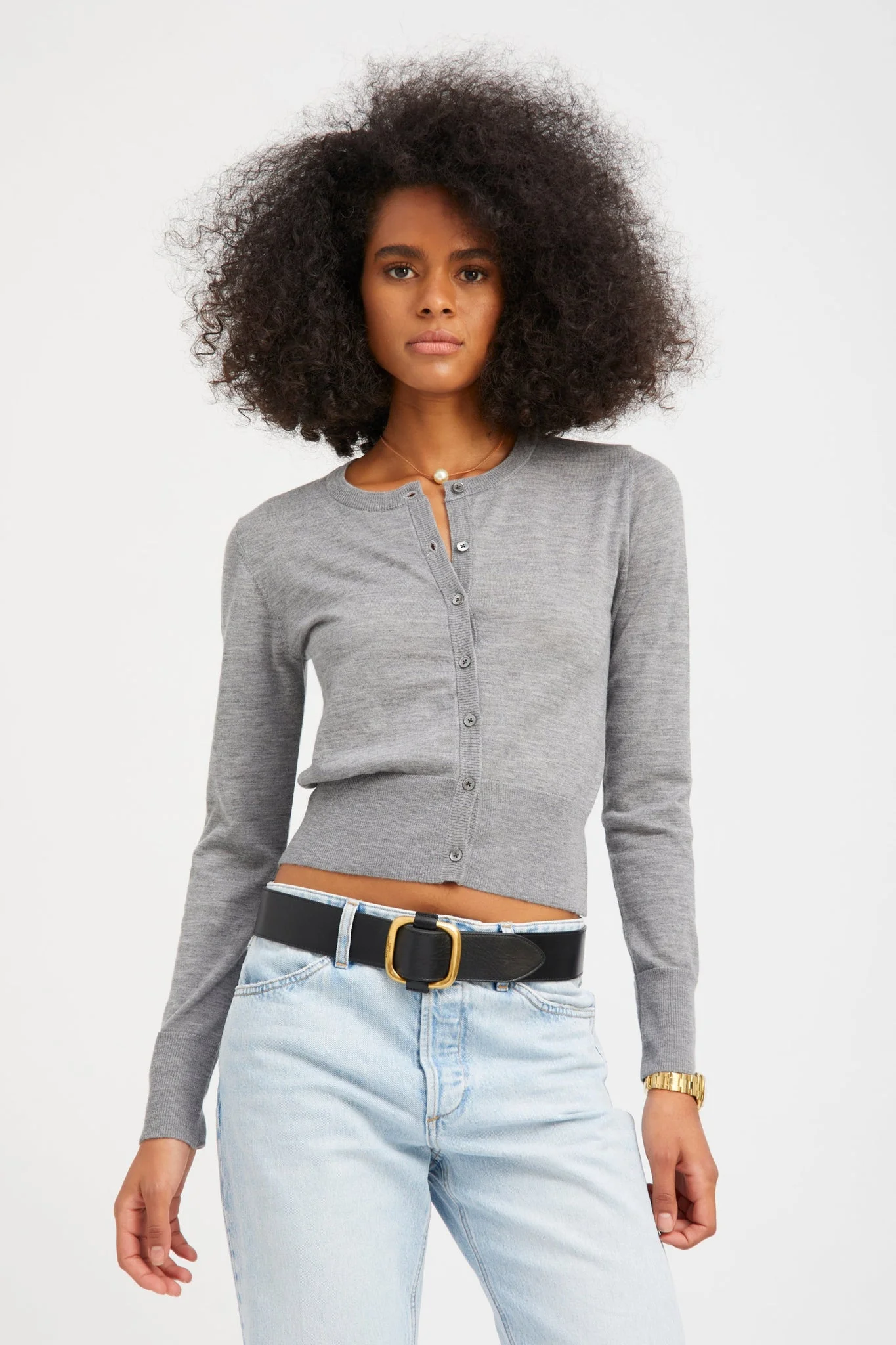 GREY ULTRA FINE CASHMERE BABY CARDIGAN - 1