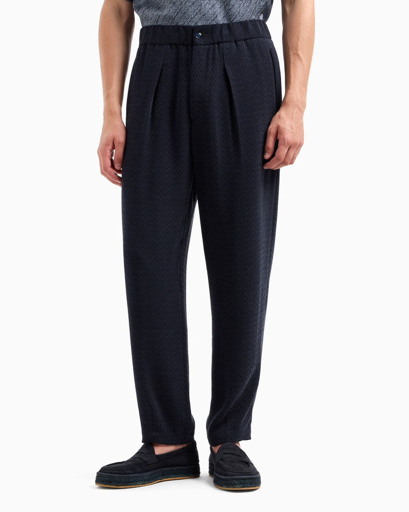GIORGIO ARMANI SINGLE-PLEAT TROUSERS IN A CHEVRON CUPRO AND VISCOSE outlook