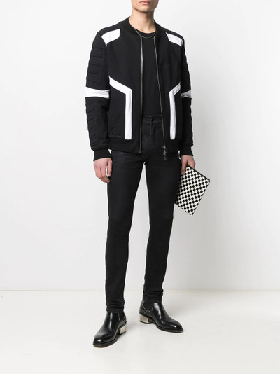 Balmain two-tone embossed bomber jacket outlook