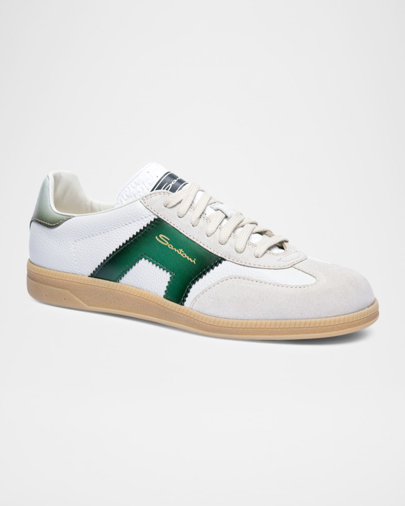 Santoni Men's Olympic Leather Low-Top Sneakers outlook