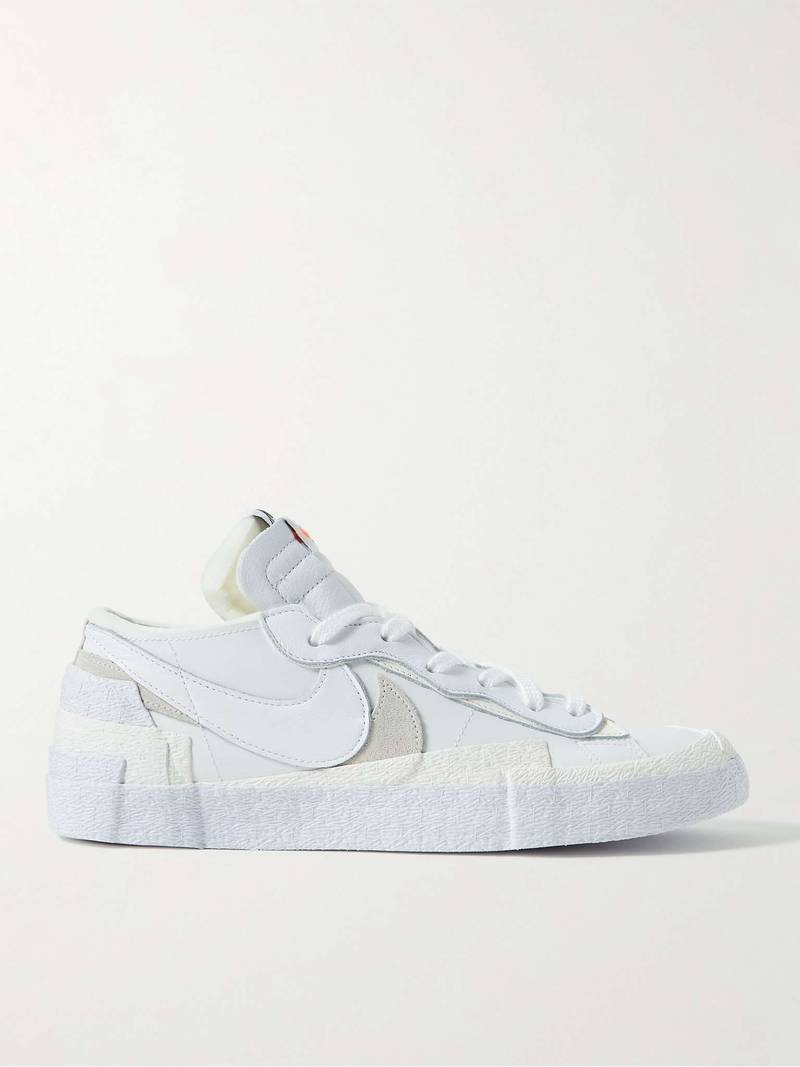 + Sacai Blazer Low Suede-Trimmed Leather Sneakers - 1