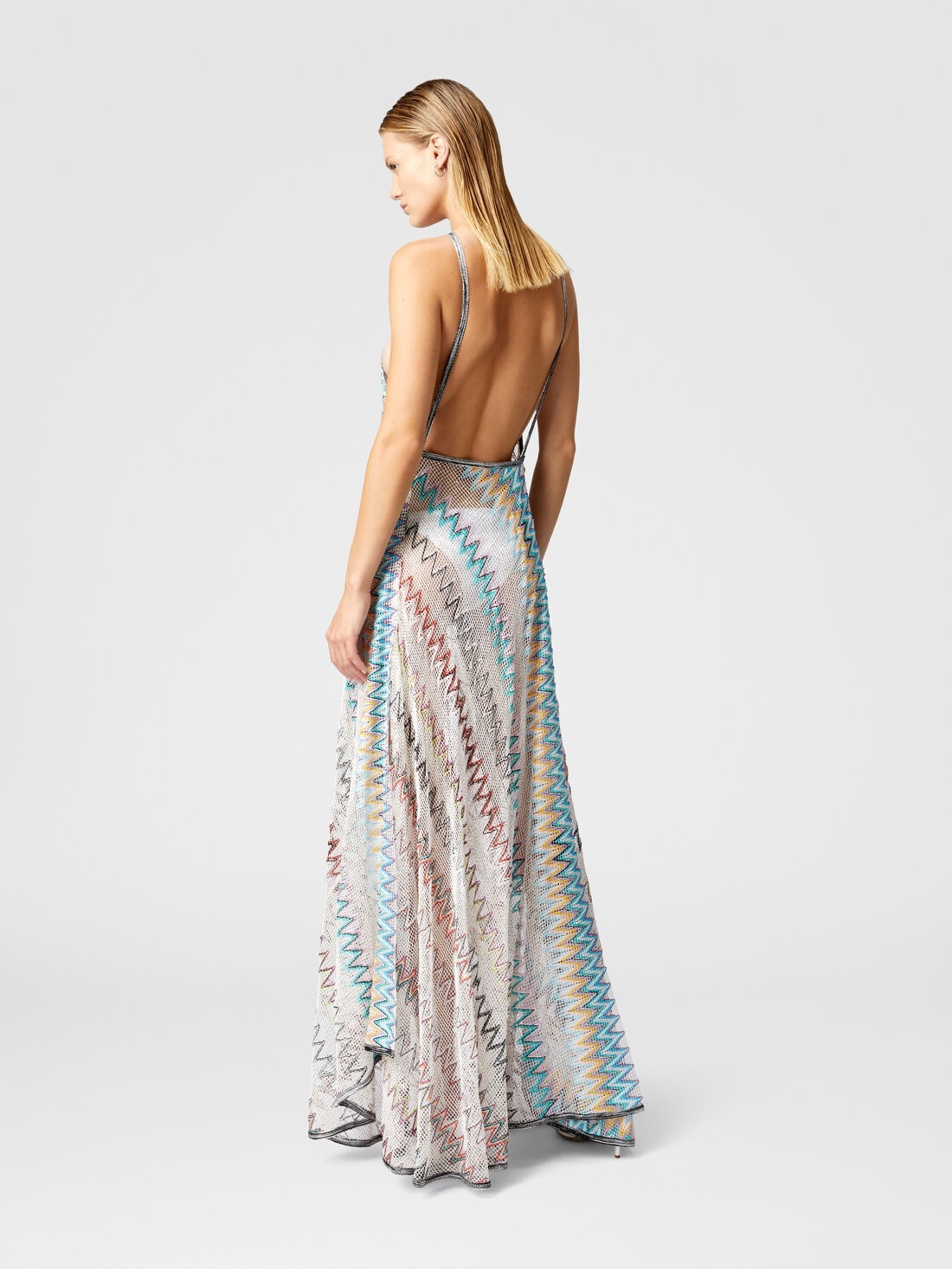 Zig zag mesh cover-up dress with sequins - 3